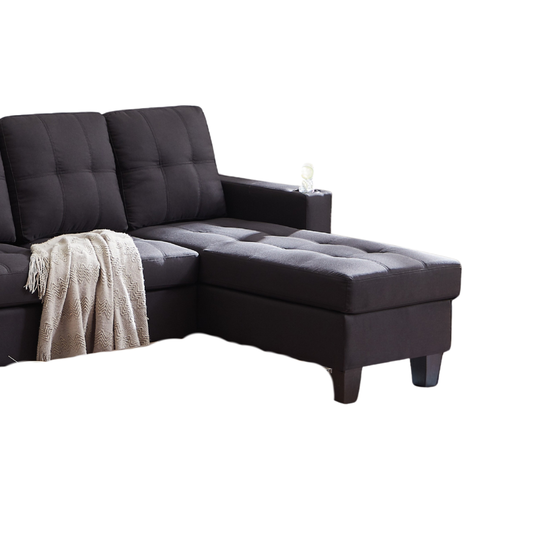 Naro – Canapé d'angle réversible – Tissu noir