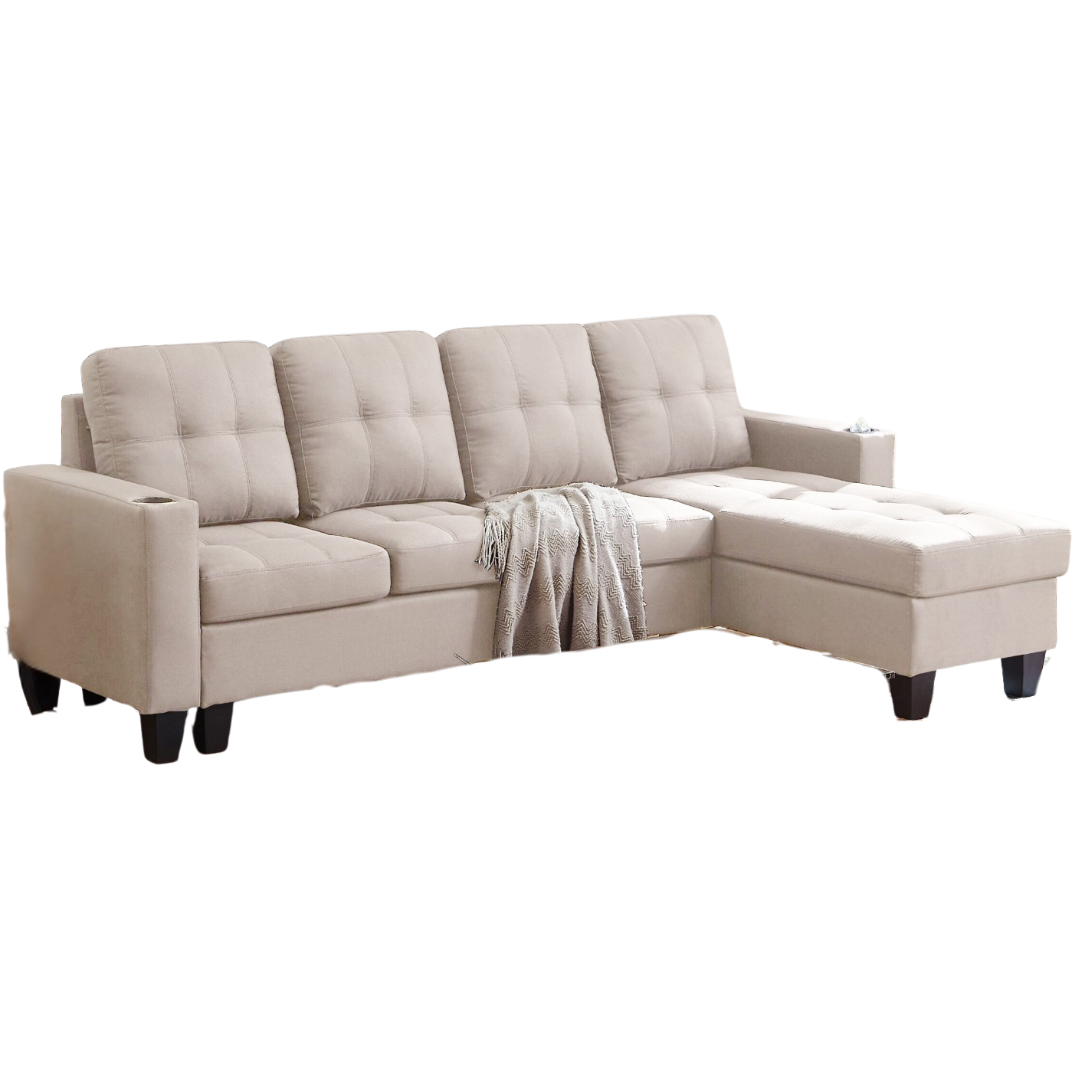 Naro – Canapé d'angle réversible – Tissu beige