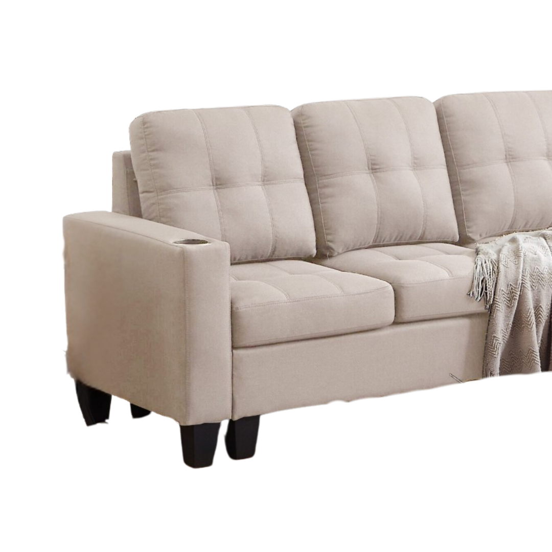 Naro – Canapé d'angle réversible – Tissu beige