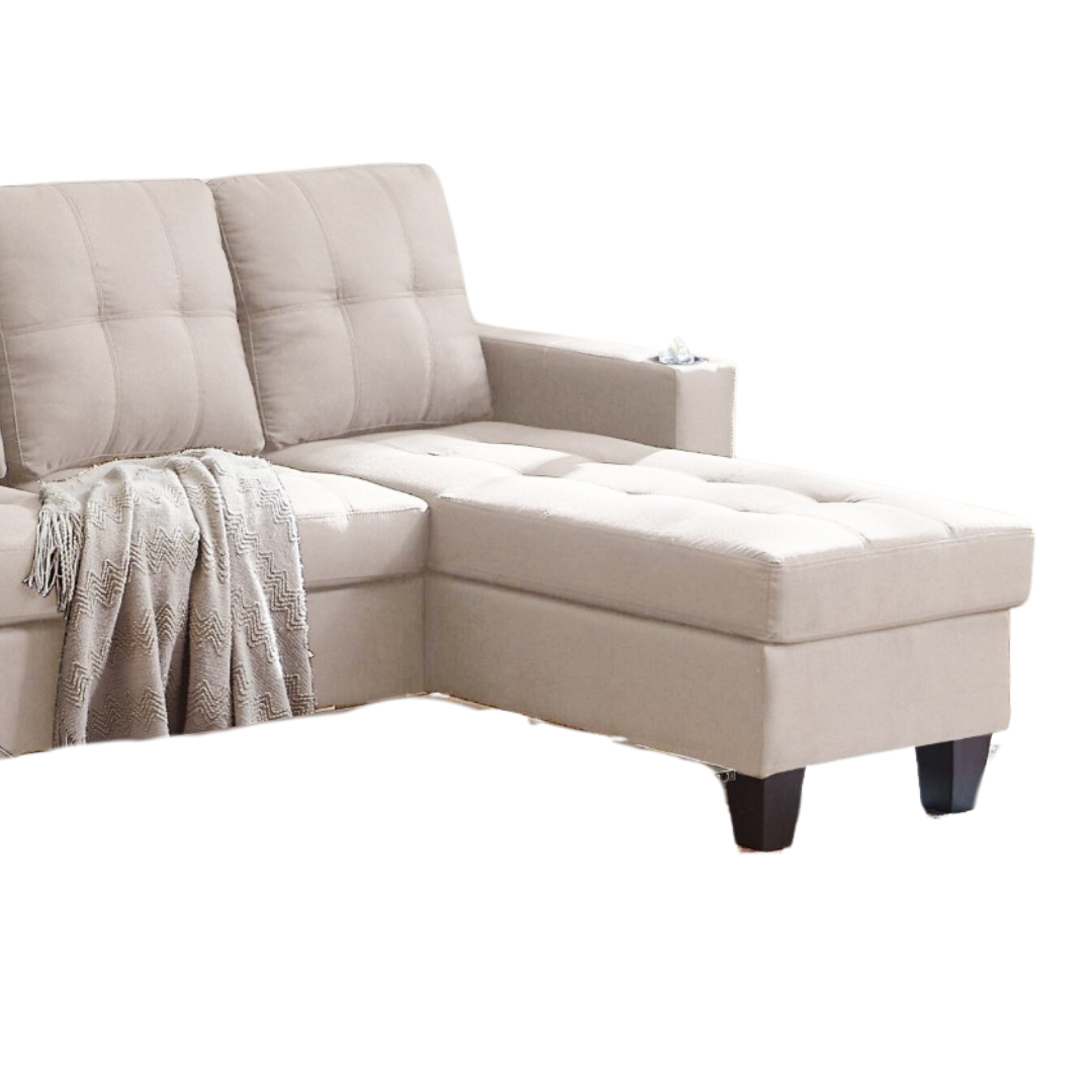 Naro – Canapé d'angle réversible – Tissu beige