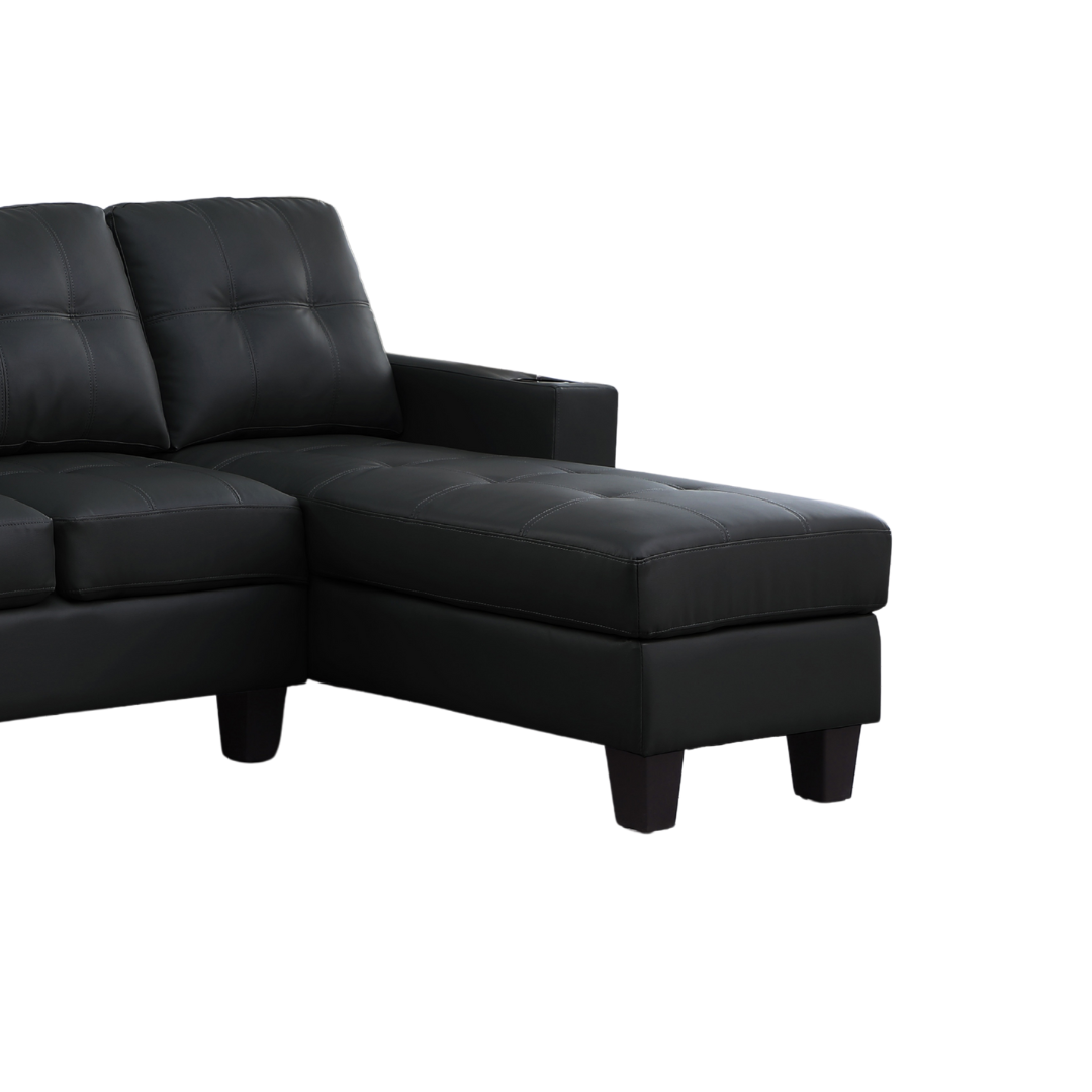 Naro – Canapé d'angle réversible – Similicuir noir