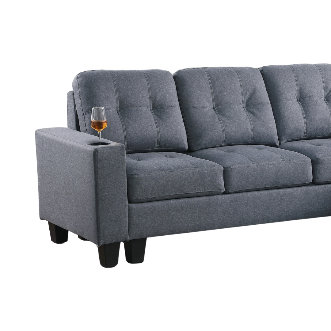 Naro – Canapé d'angle réversible – Tissu gris