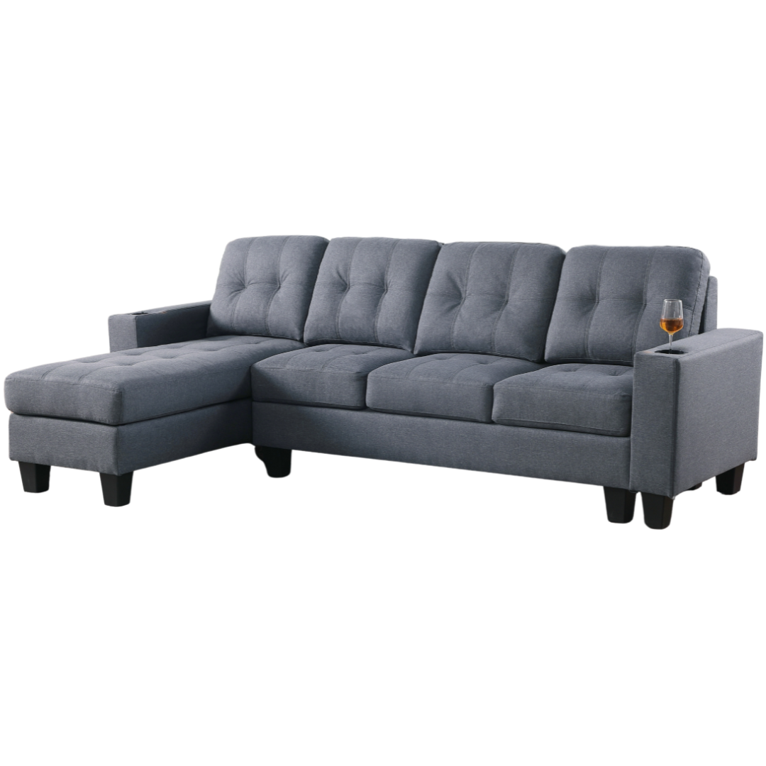 Naro – Canapé d'angle réversible – Tissu gris