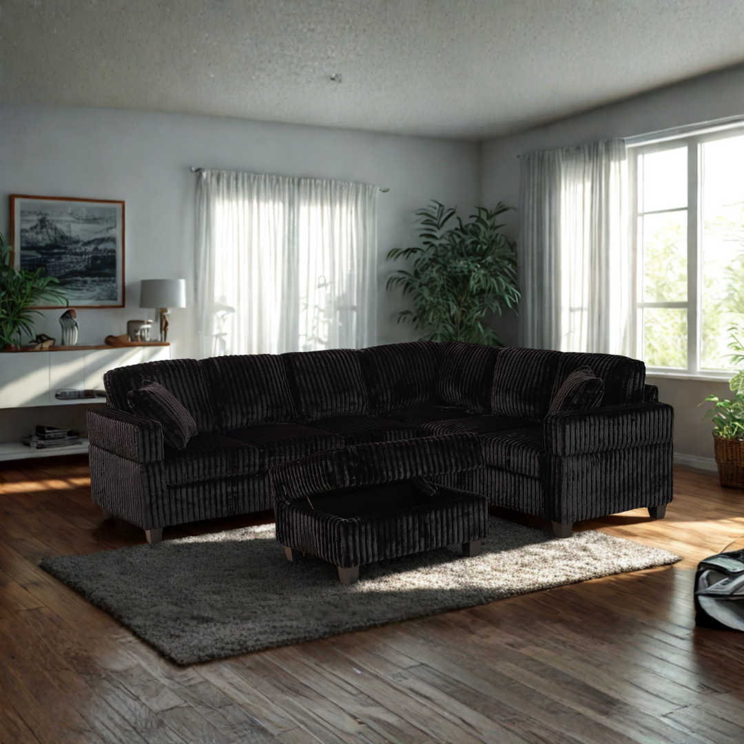 Nexa – Reversible Sofa Sectional – Black Velvet