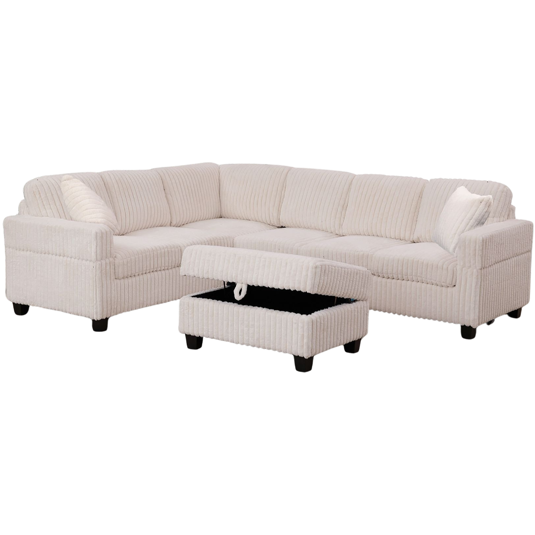 Nexa – Canapé d'angle réversible – Velours beige