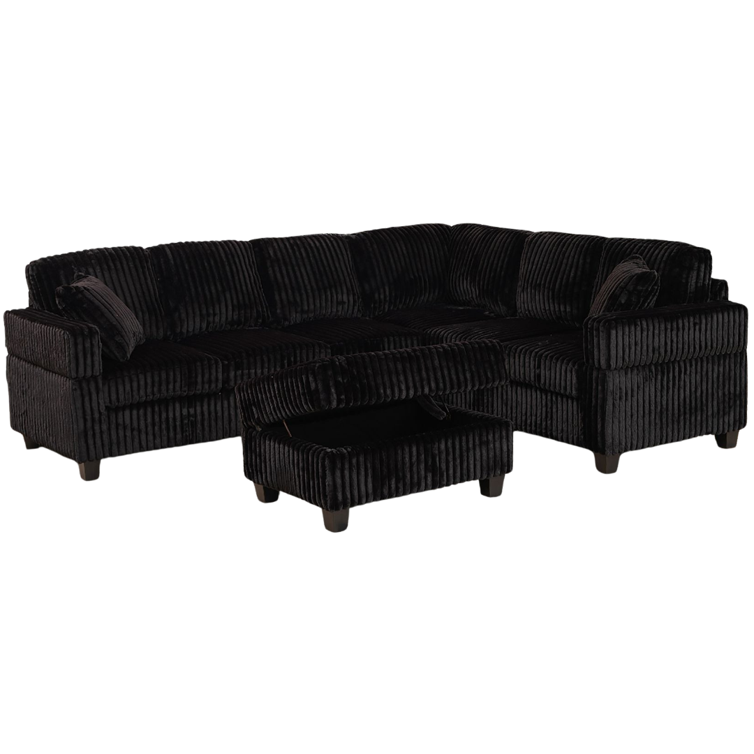 Nexa – Canapé d'angle réversible – Velours noir