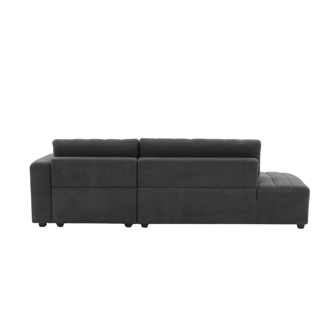 Narao – Right-Facing Chaise Sectional – Grey Velvet Fabric