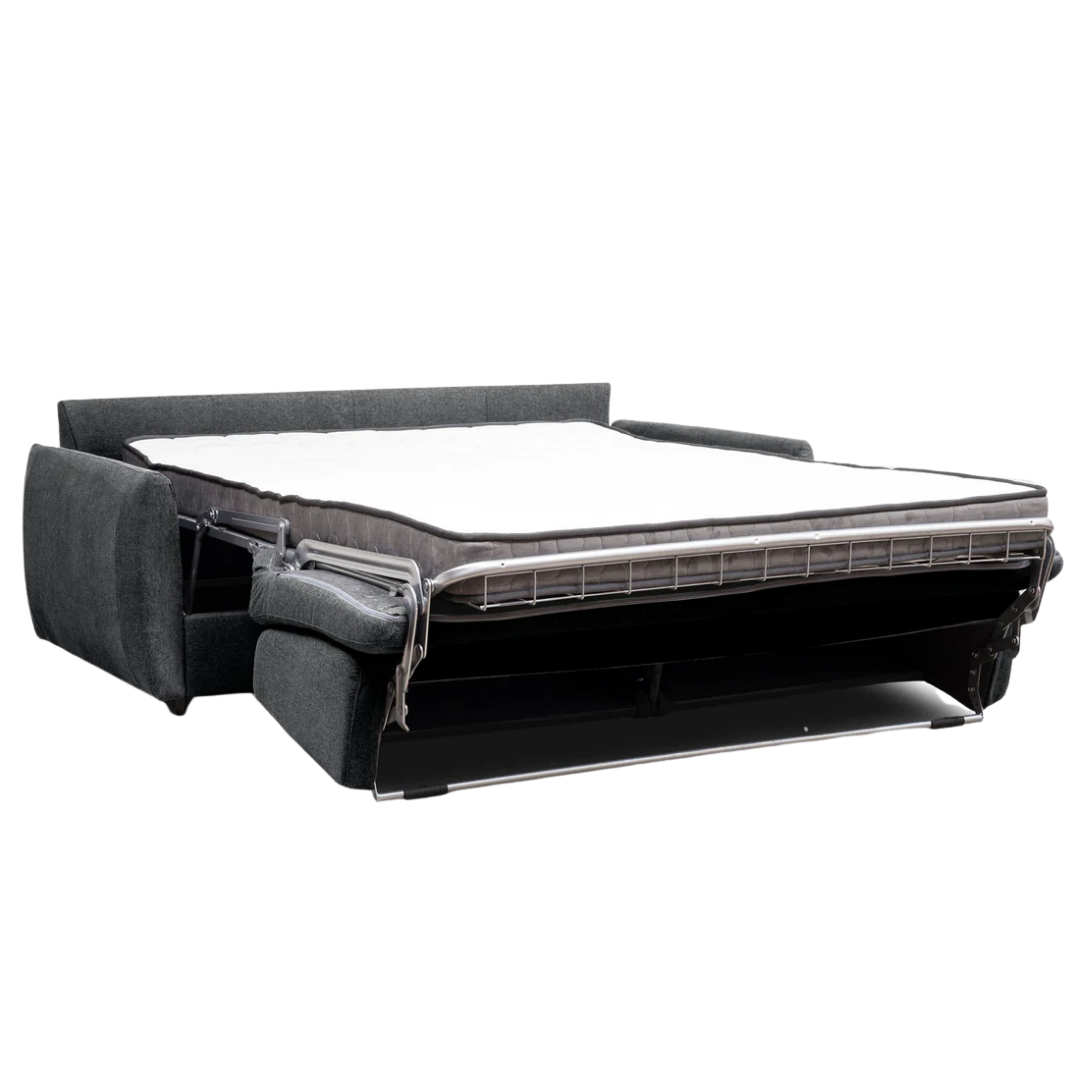 Navira – Canapé-lit avec matelas en mousse à mémoire de forme de 12,5 cm – Gris foncé
