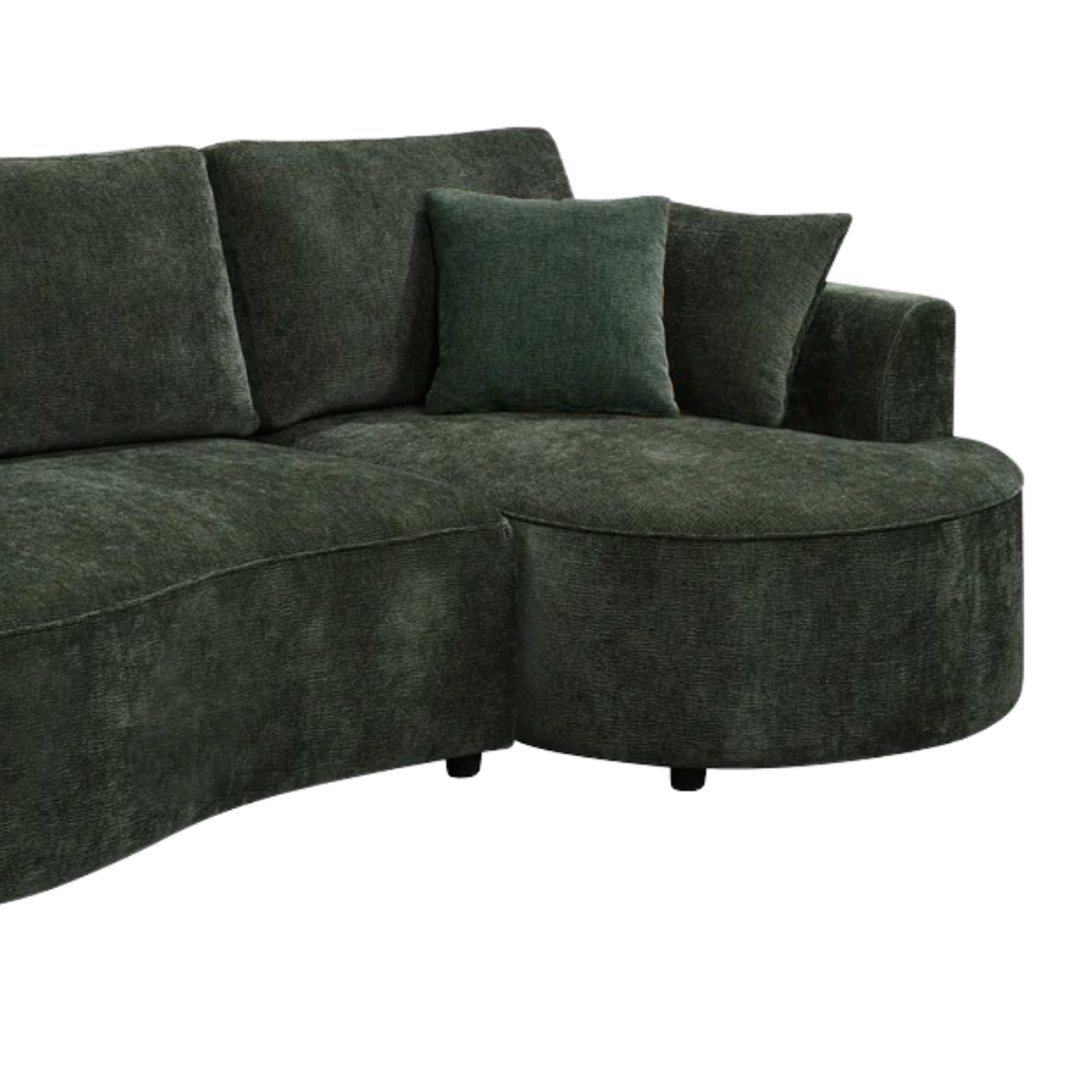 Noliva – Canapé-lit d'angle incurvé – Vert forêt
