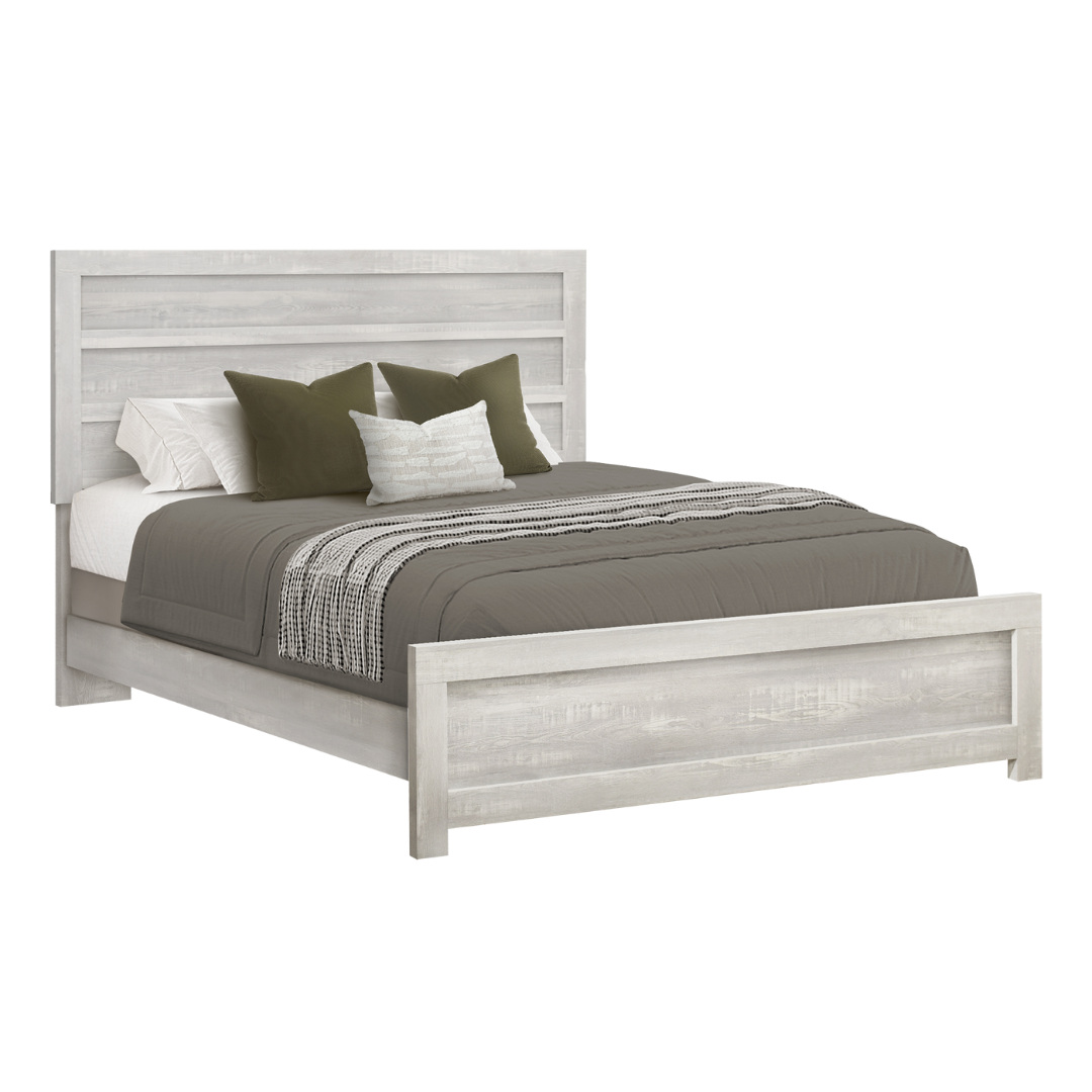 Ensemble chambre à coucher grand lit Nordhollow 6 pièces gris bois texturé moderne – Bonito Montréal