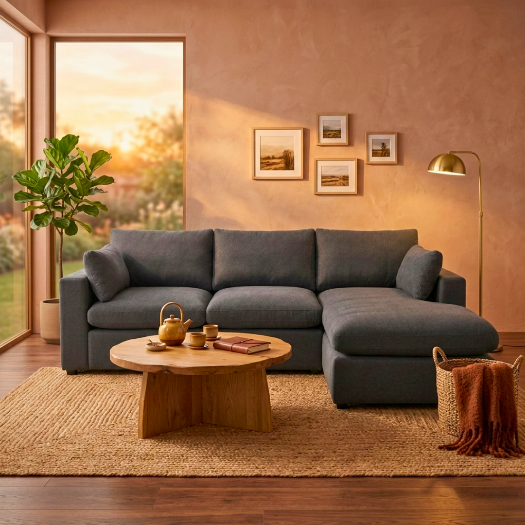 Nuage – Canapé d'angle réversible en forme de L gris foncé