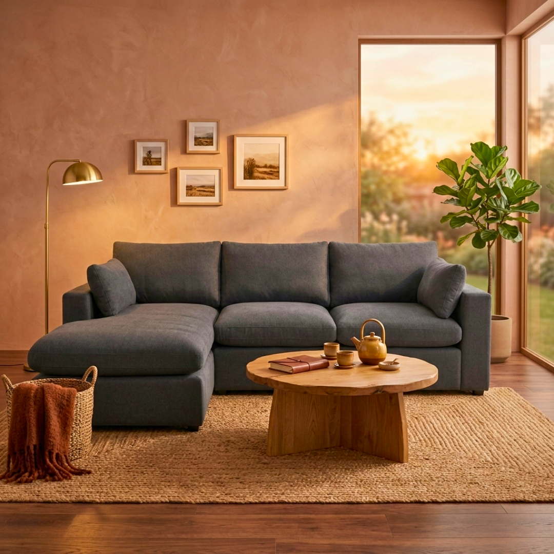 Nuage – Canapé d'angle réversible en forme de L gris foncé