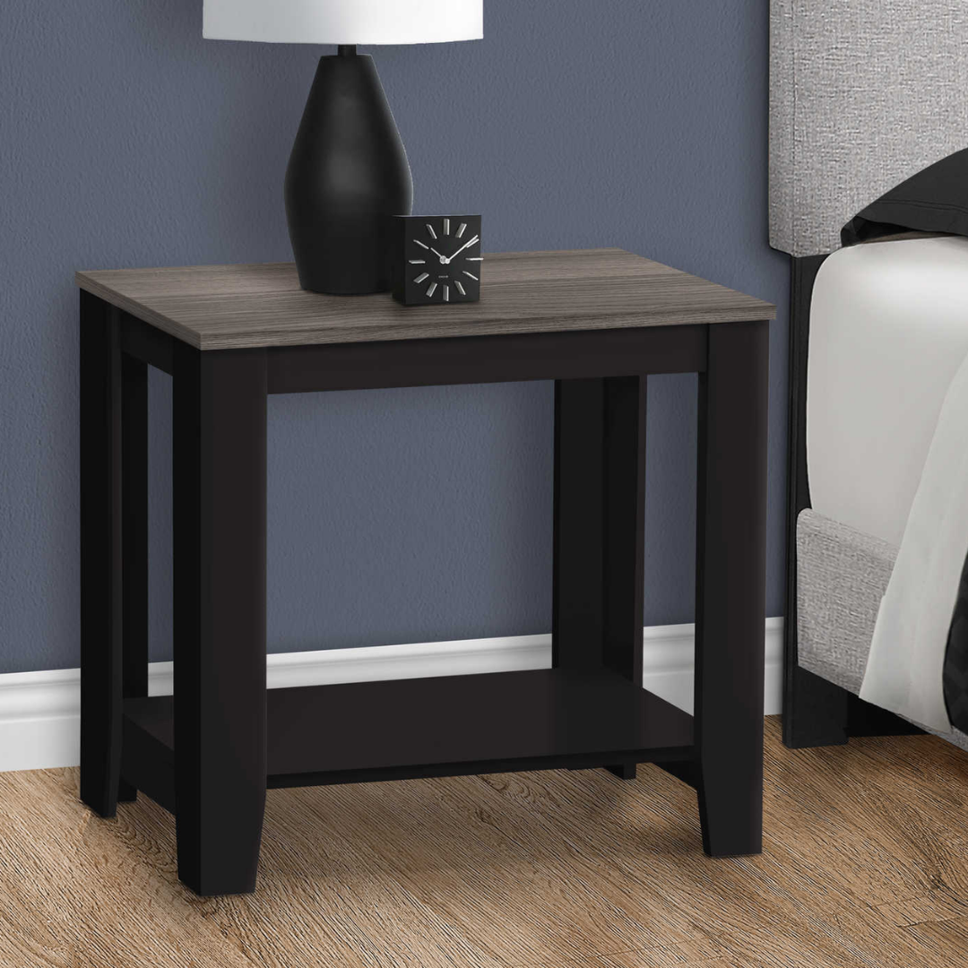 Table de chevet Oakford – Plateau noir/gris