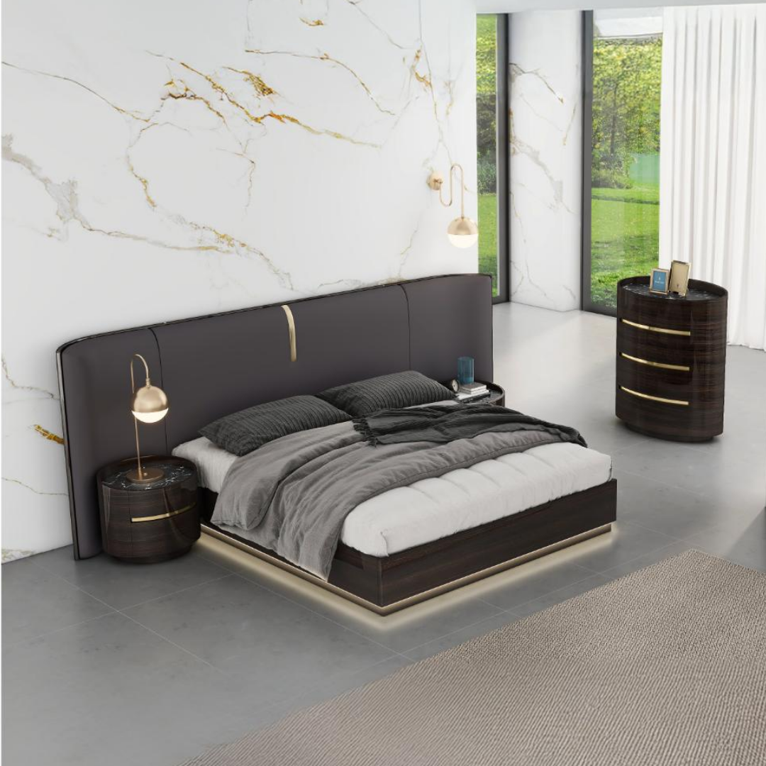 Orobella – Ensemble de chambre à coucher – King – Chêne foncé