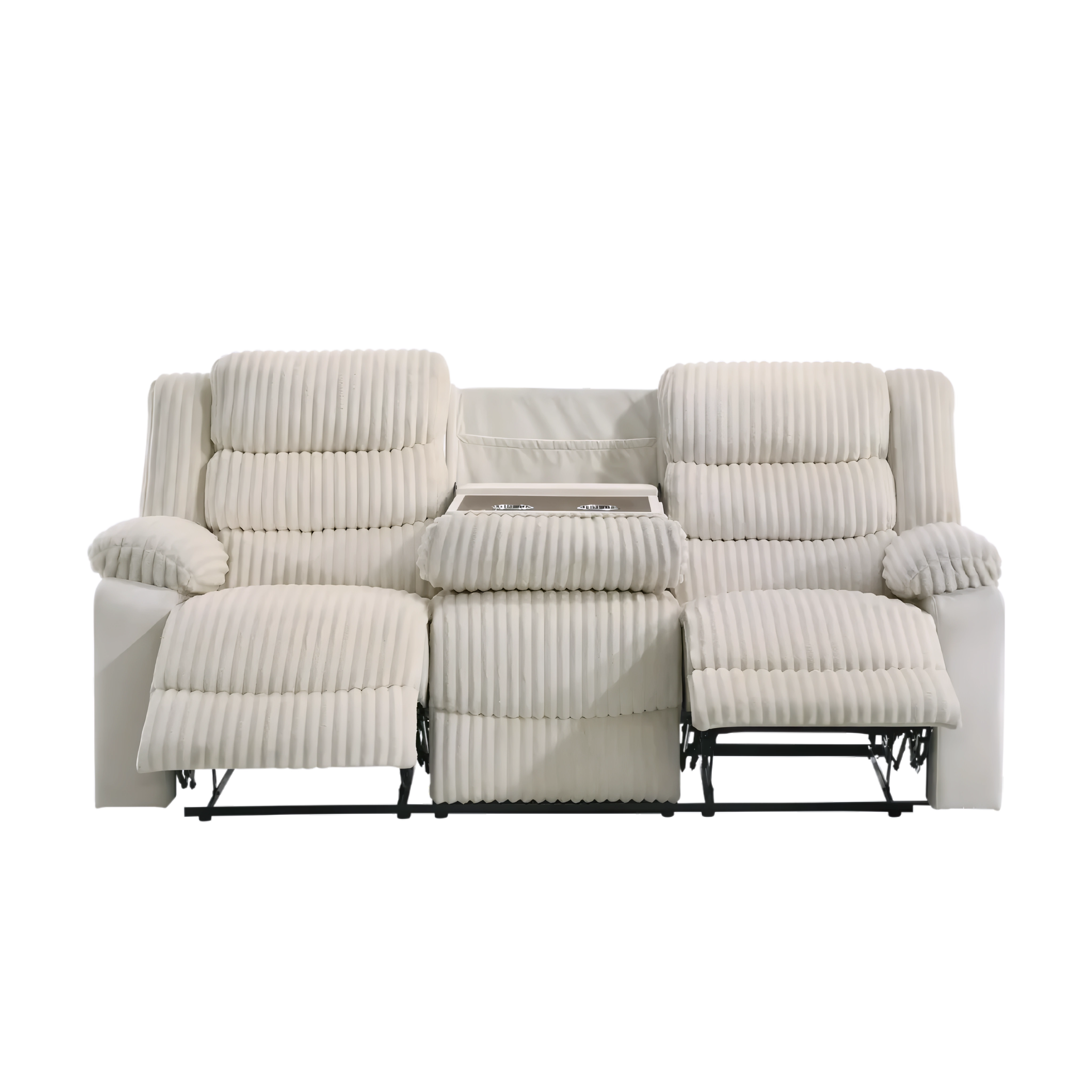 Plush – Manual Recliner Set – Velvet Corduroy – Beige