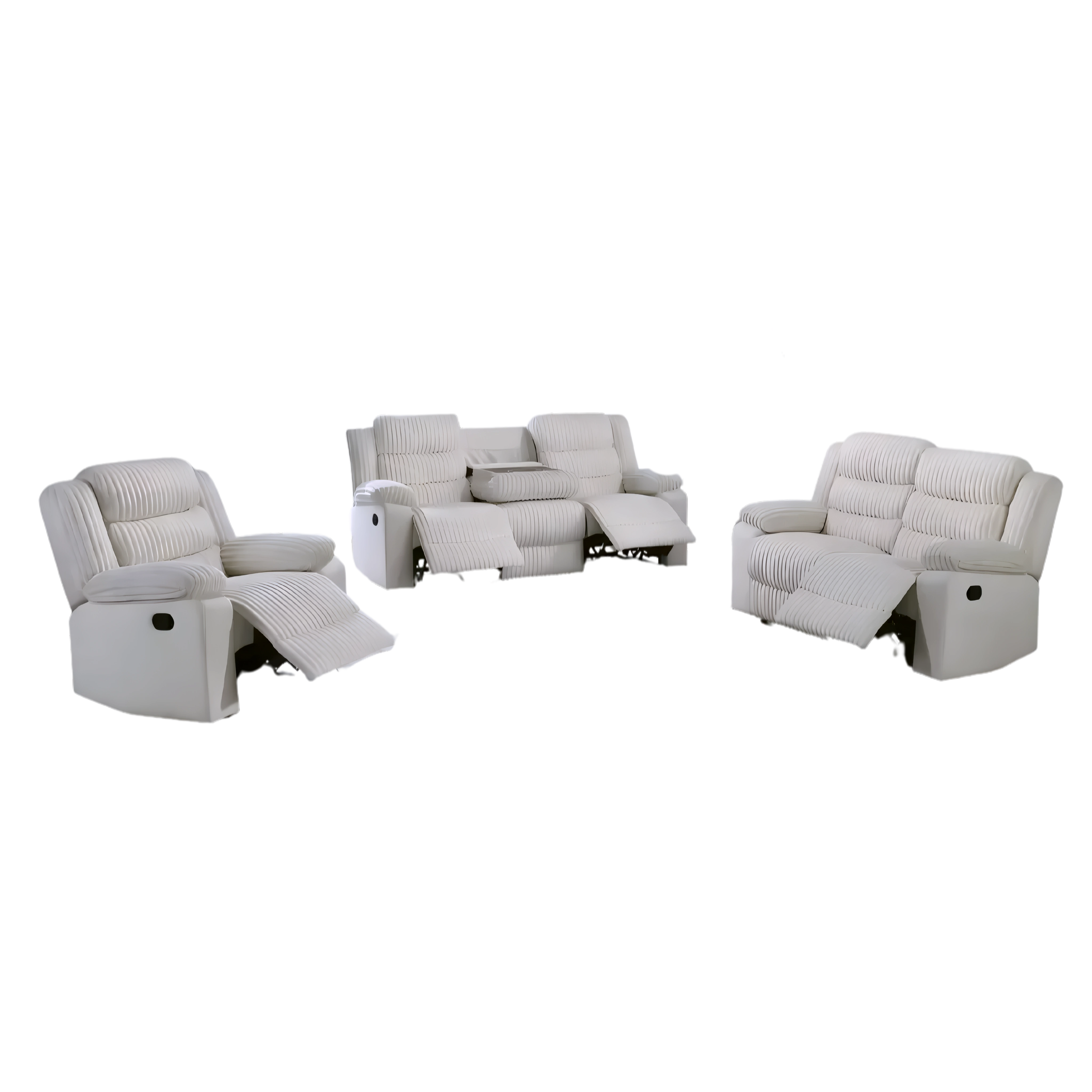 Plush – Manual Recliner Set – Velvet Corduroy – Beige