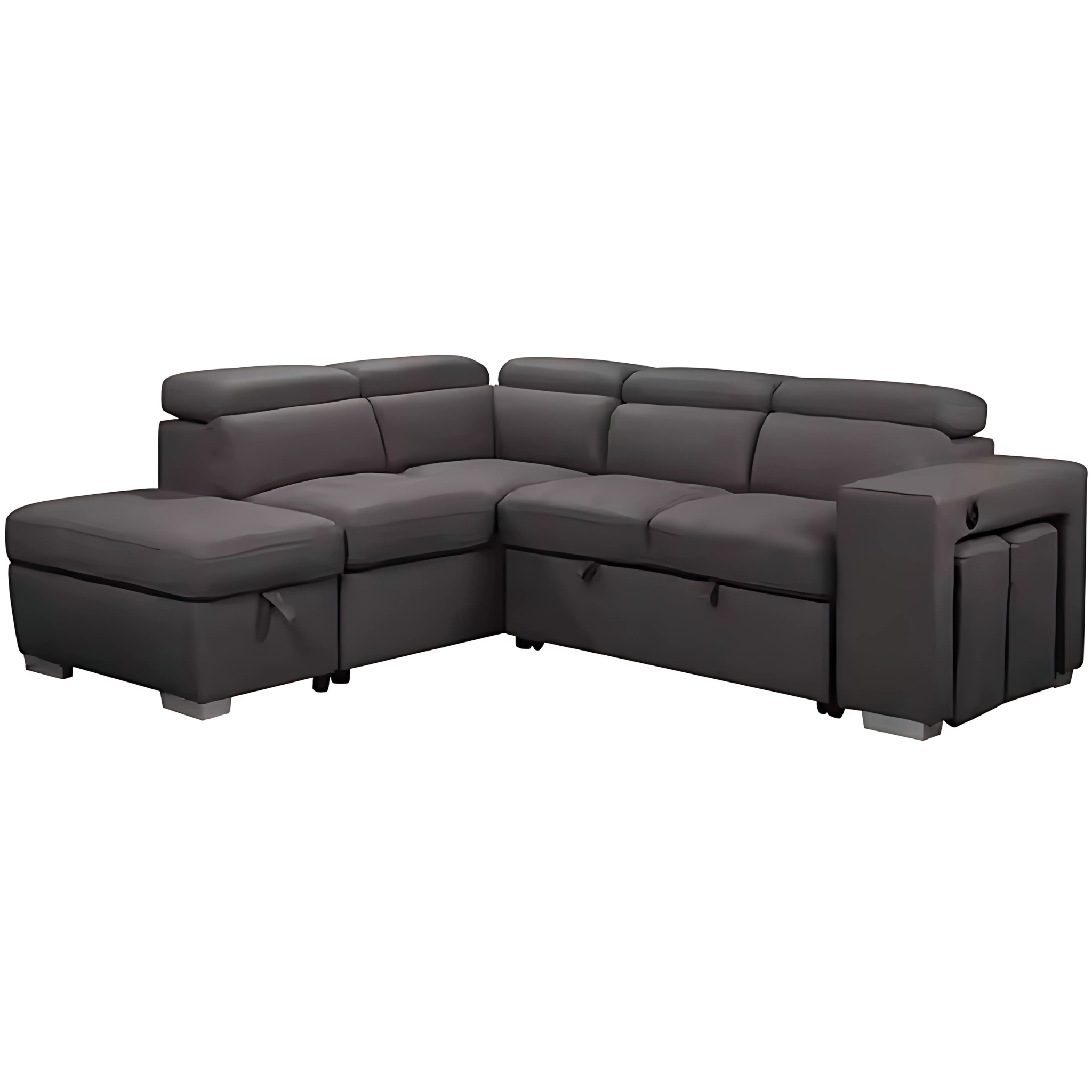 Positano - Modern Sofa Bed Sectional With Adjustable Headrests, Stools & USB Ports