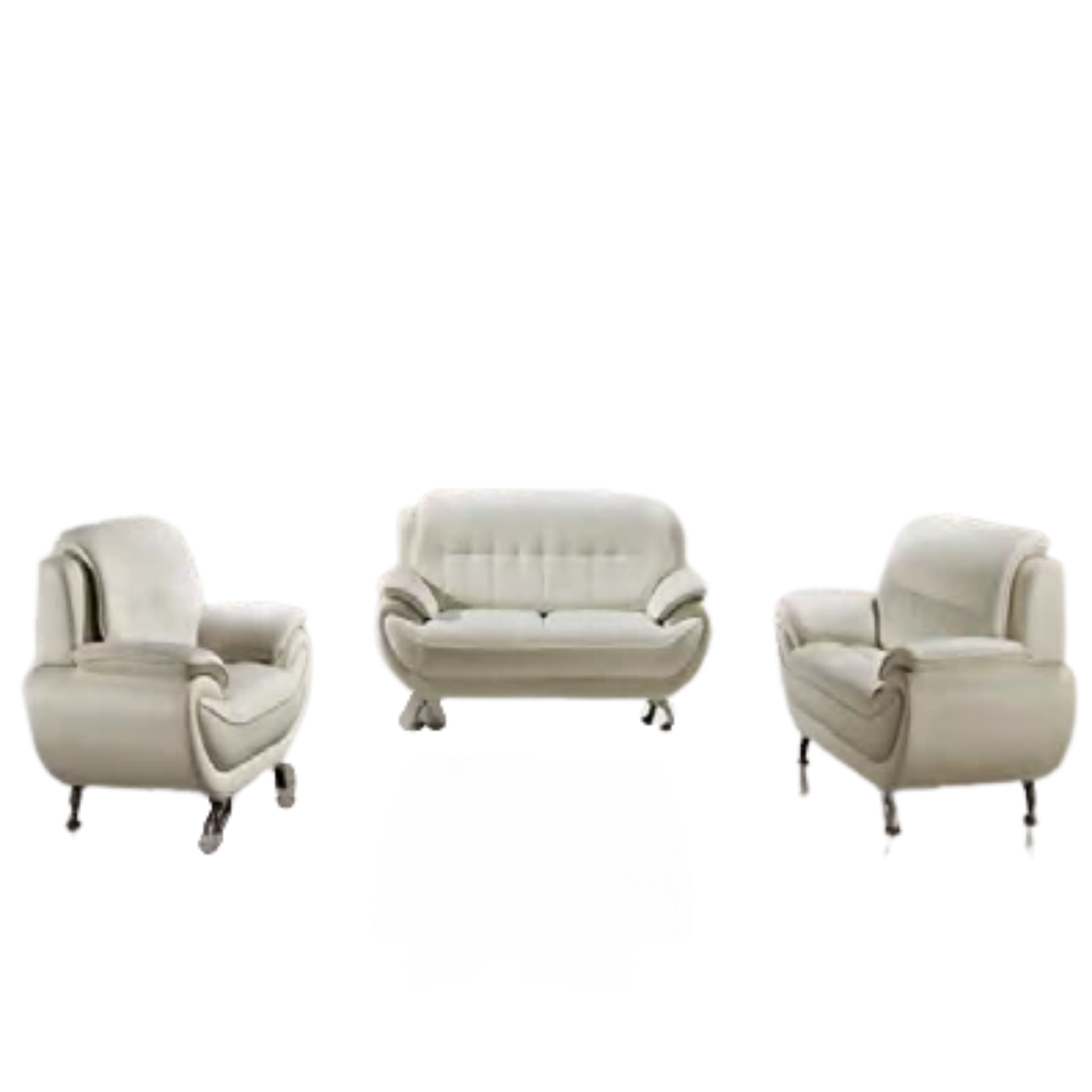 RANDY - Ensemble de canapés 3 pièces en cuir PU blanc