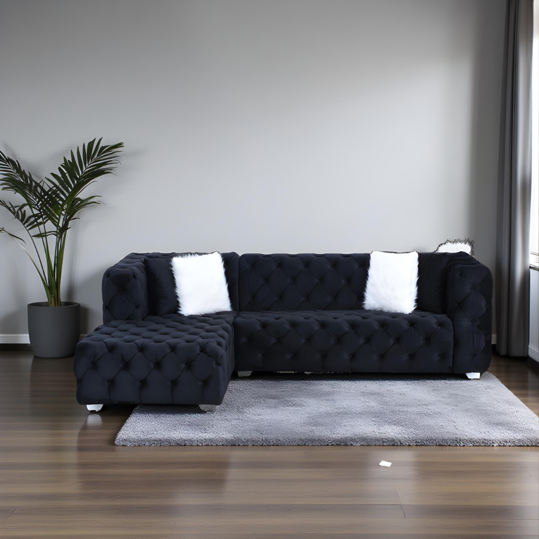 Ravo – Canapé d'angle réversible – Velours noir