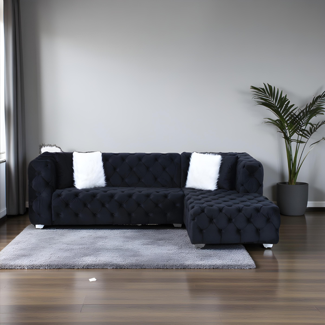 Ravo – Reversible Sofa Sectional – Black Velvet