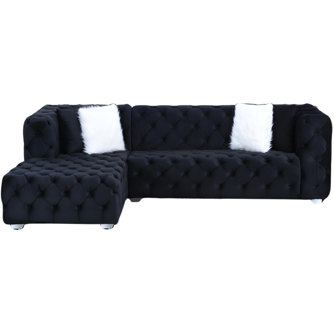 Ravo – Canapé d'angle réversible – Velours noir