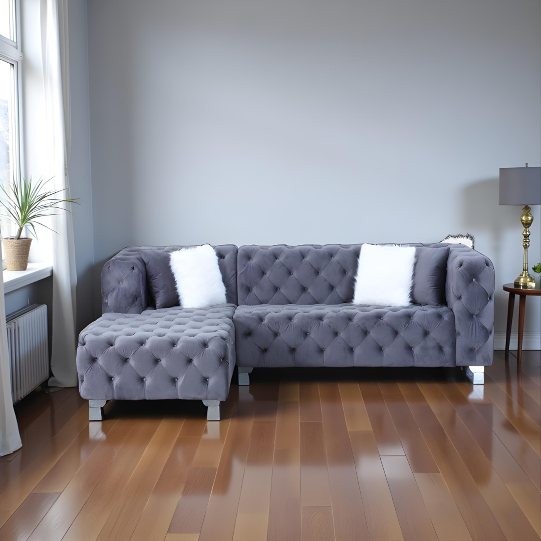 Ravo – Canapé d'angle réversible – Velours gris