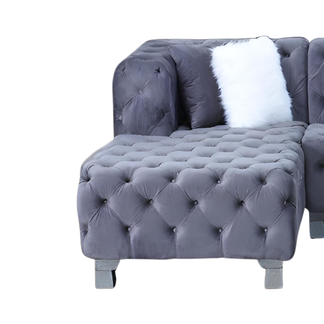 Ravo – Canapé d'angle réversible – Velours gris