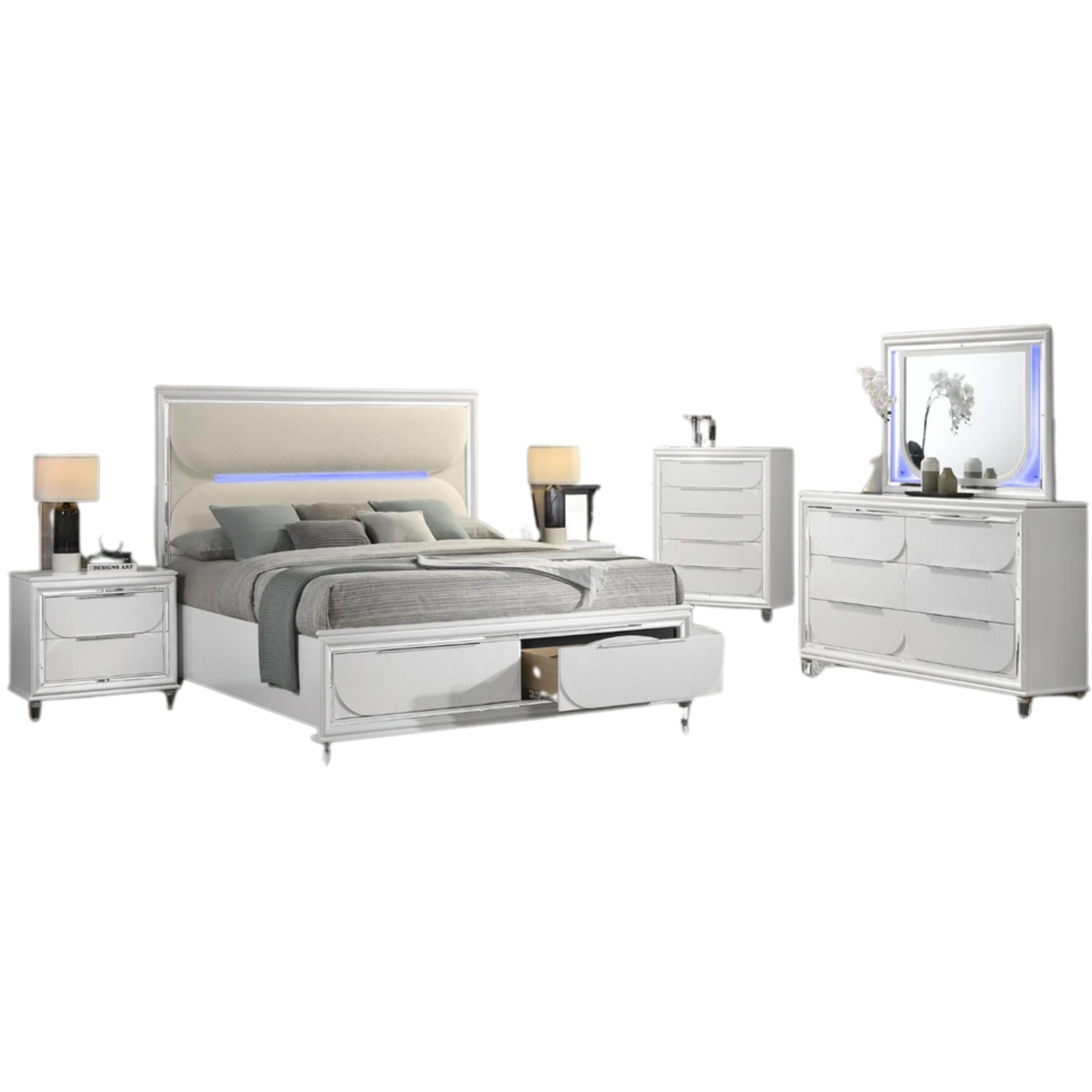 Queen Bedroom Set – Rachel Silver