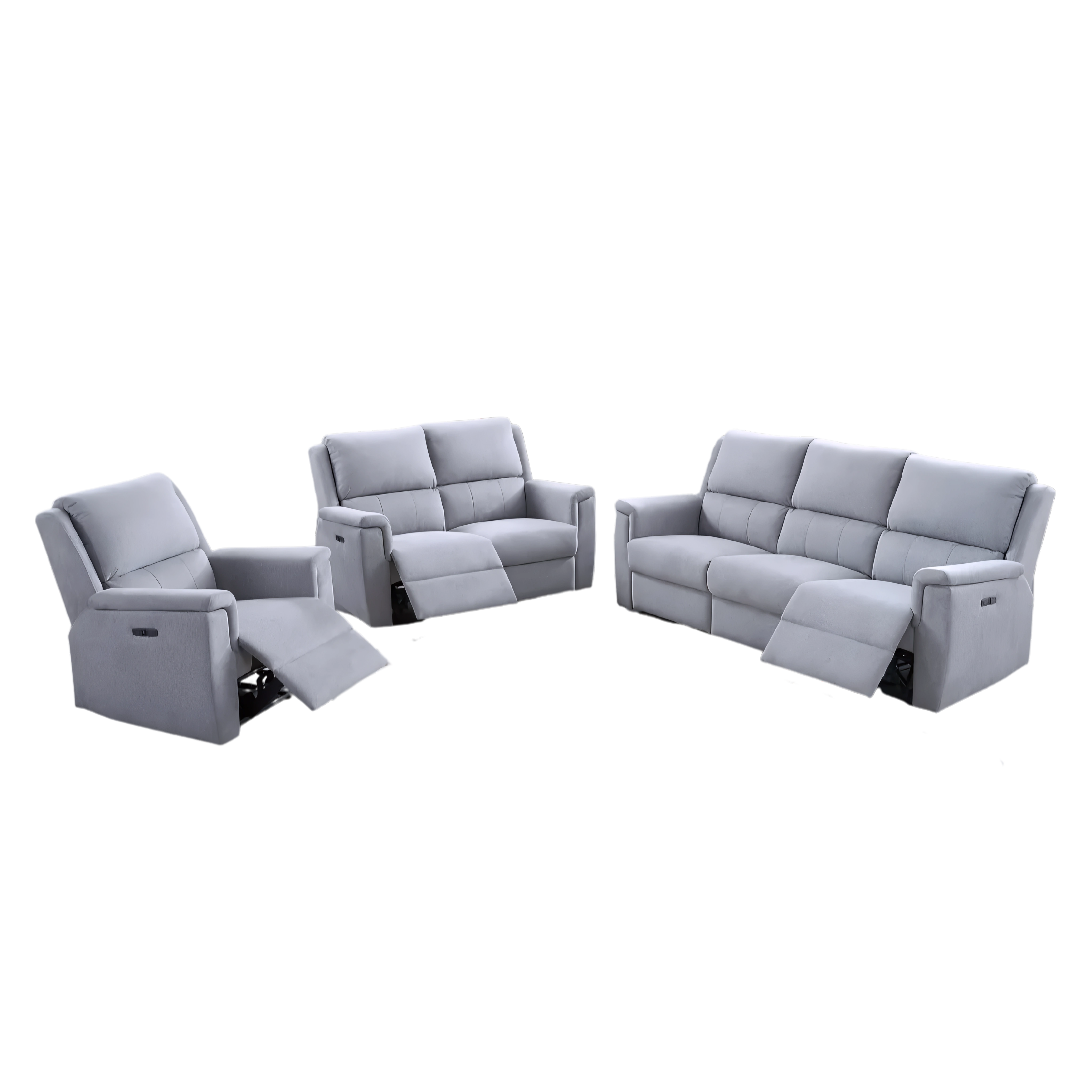 Ragnar – Power Recliner Set – Grey Fabric