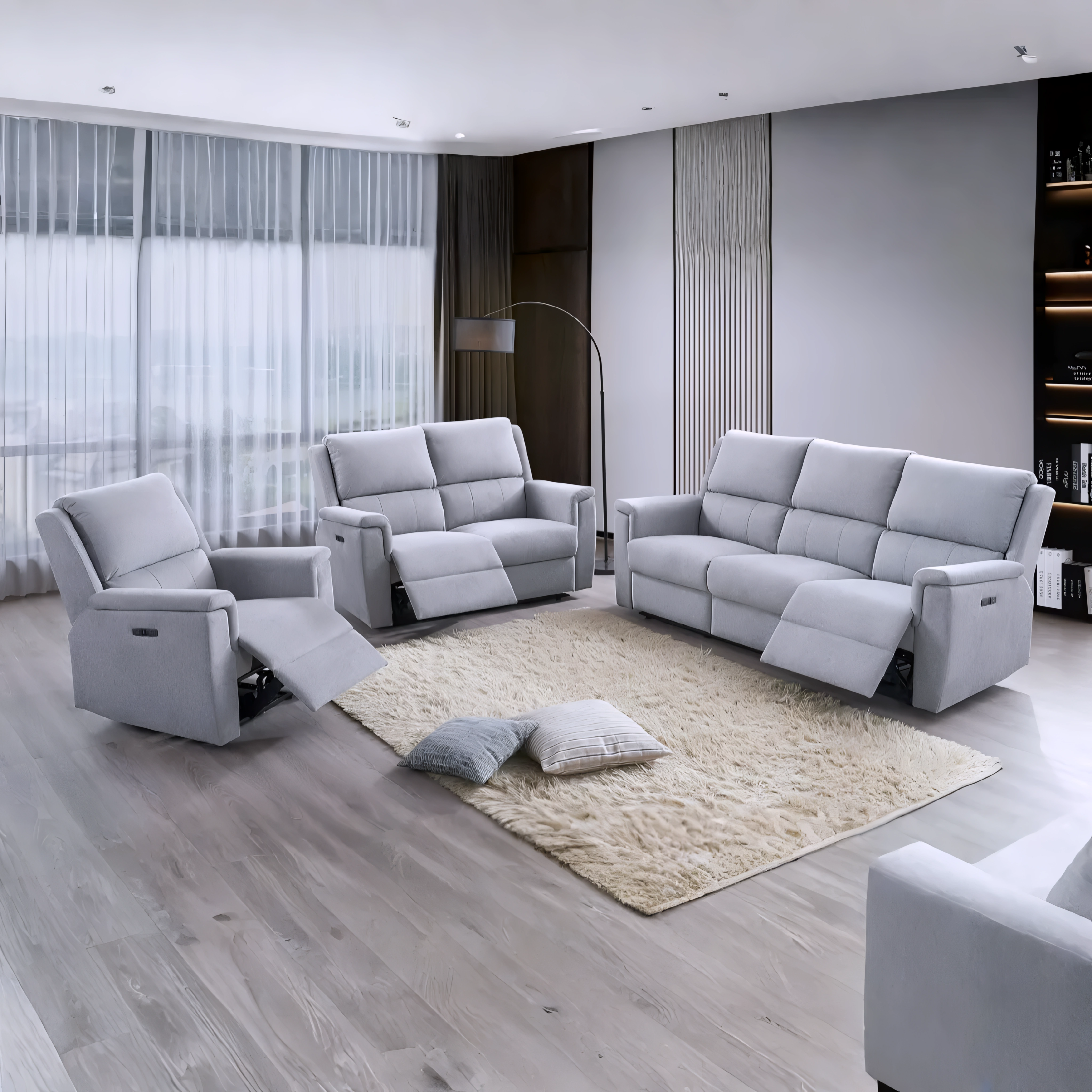 Ragnar – Power Recliner Set – Grey Fabric