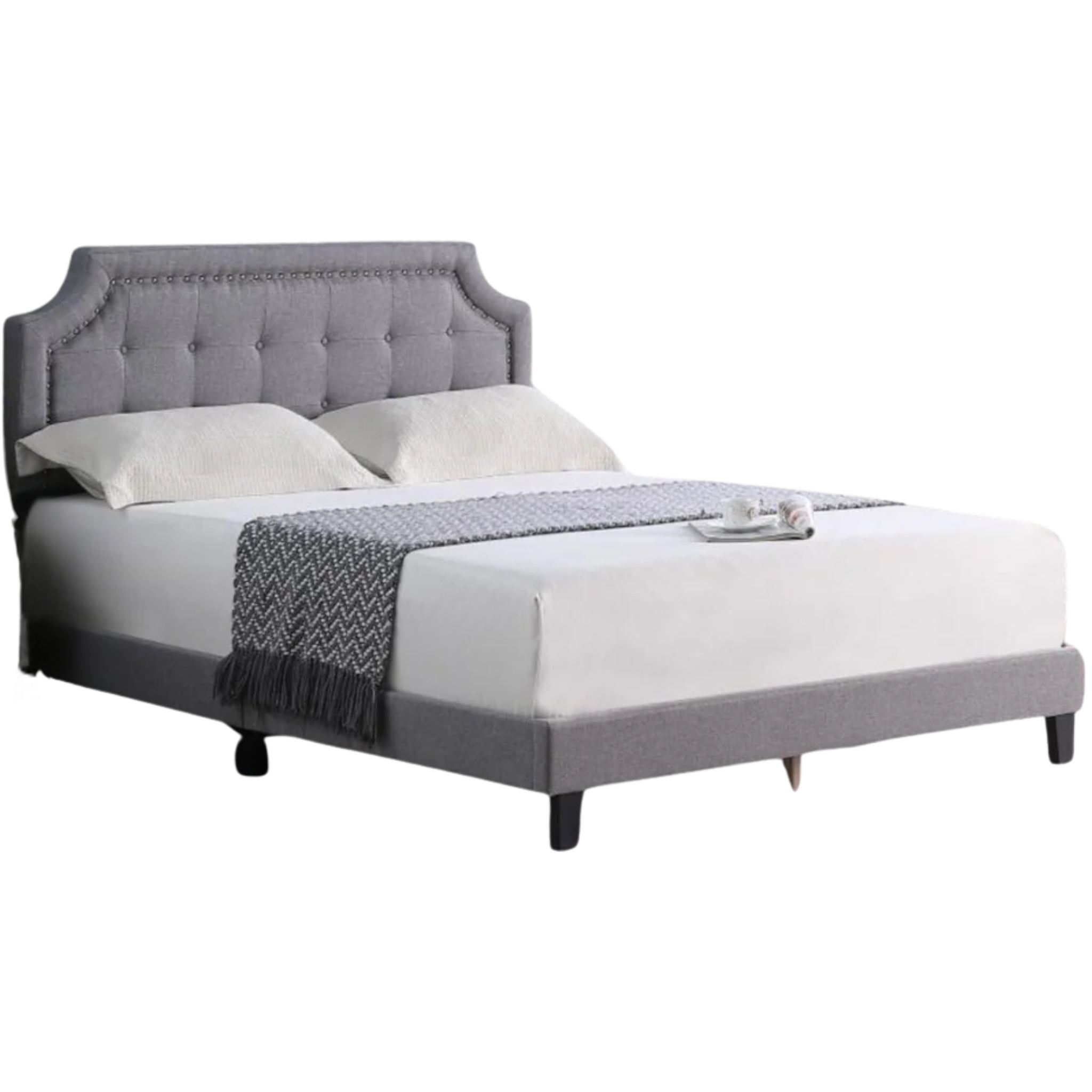 Lit double – Cadre de lit rembourré en tissu RAYAN