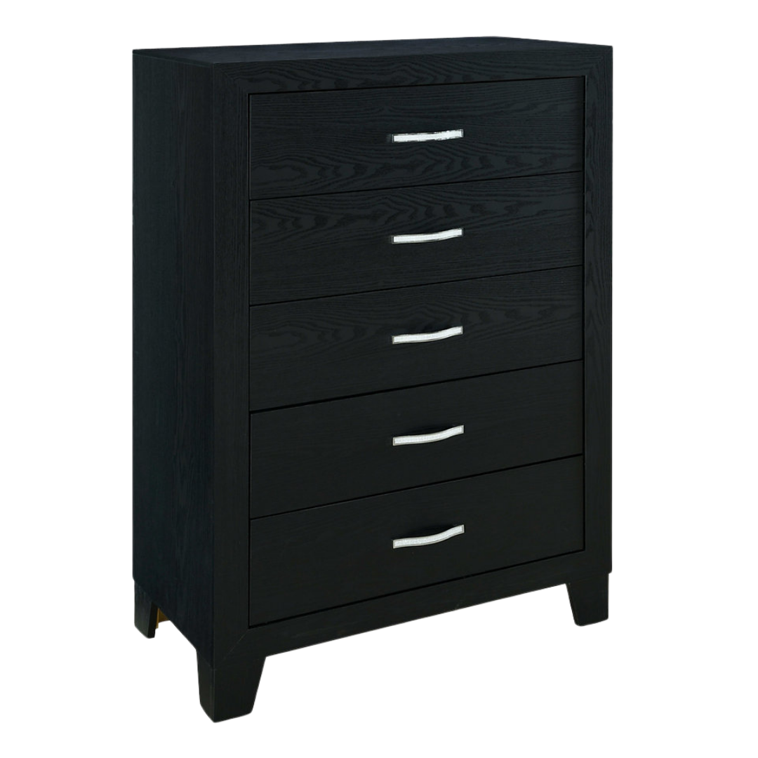 Obsidian – Commode 5 tiroirs – Finition bois noir