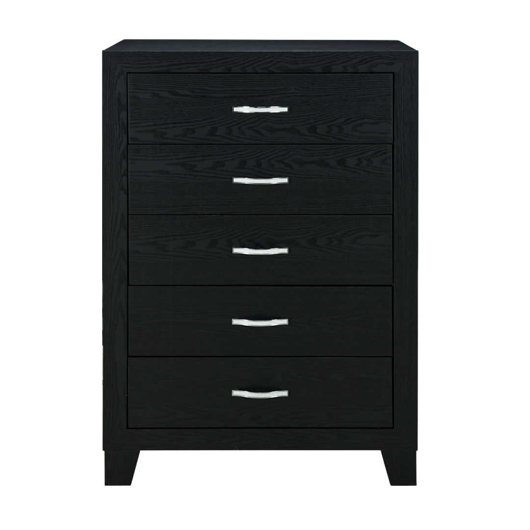 Obsidian – Commode 5 tiroirs – Finition bois noir