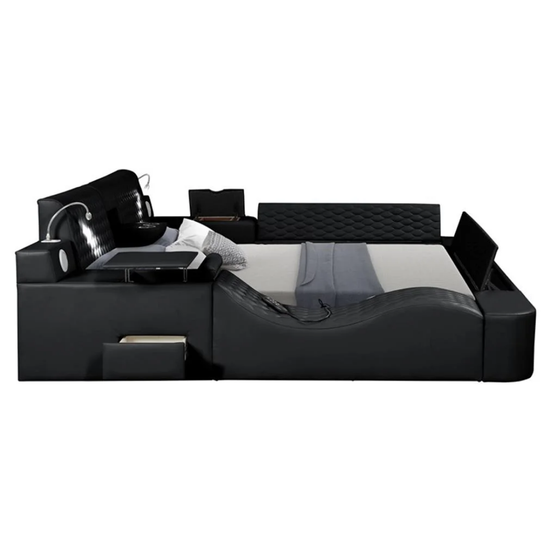 Rezova – Queen Bed – PU (Black)
