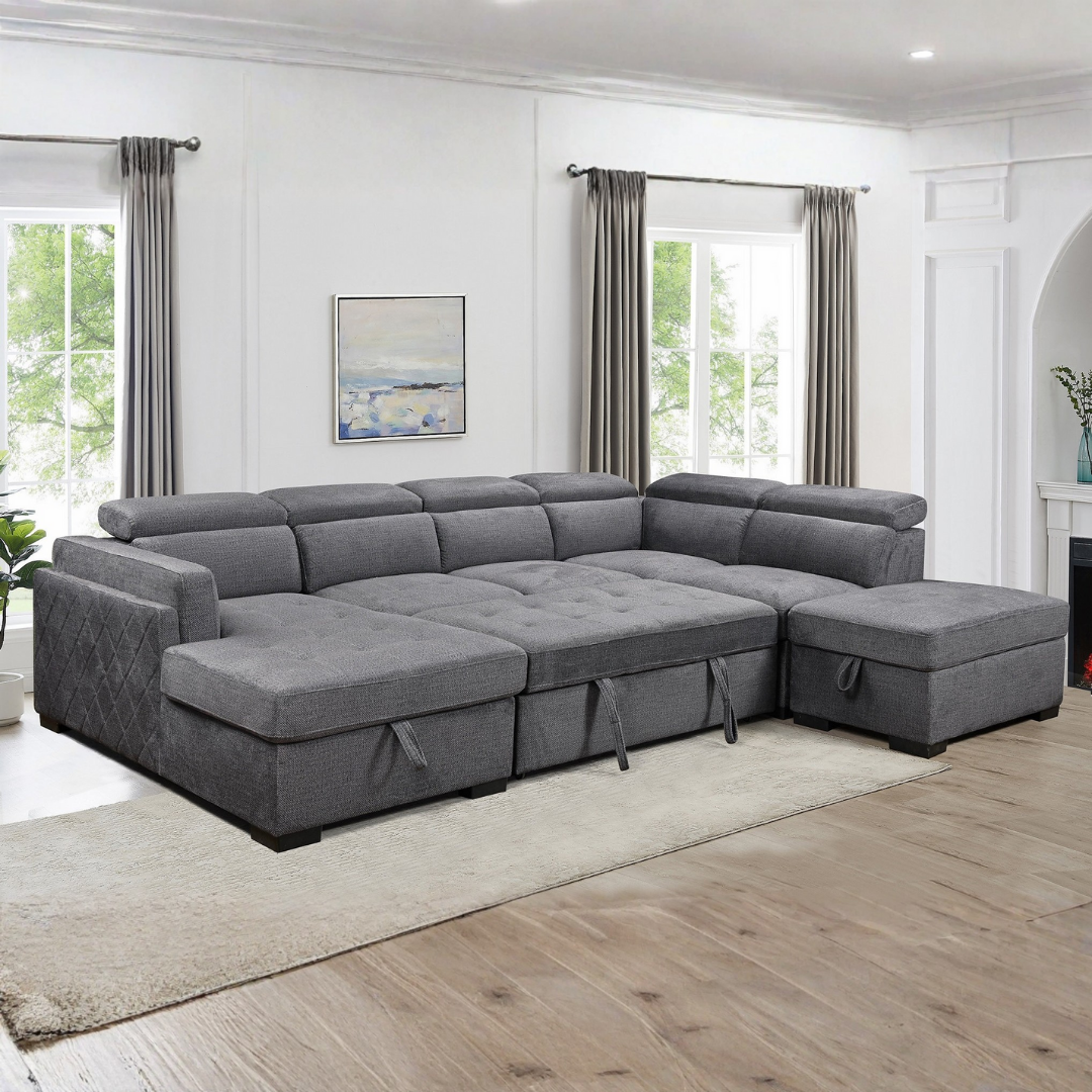 Rivex – Canapé-lit d'angle – Gris