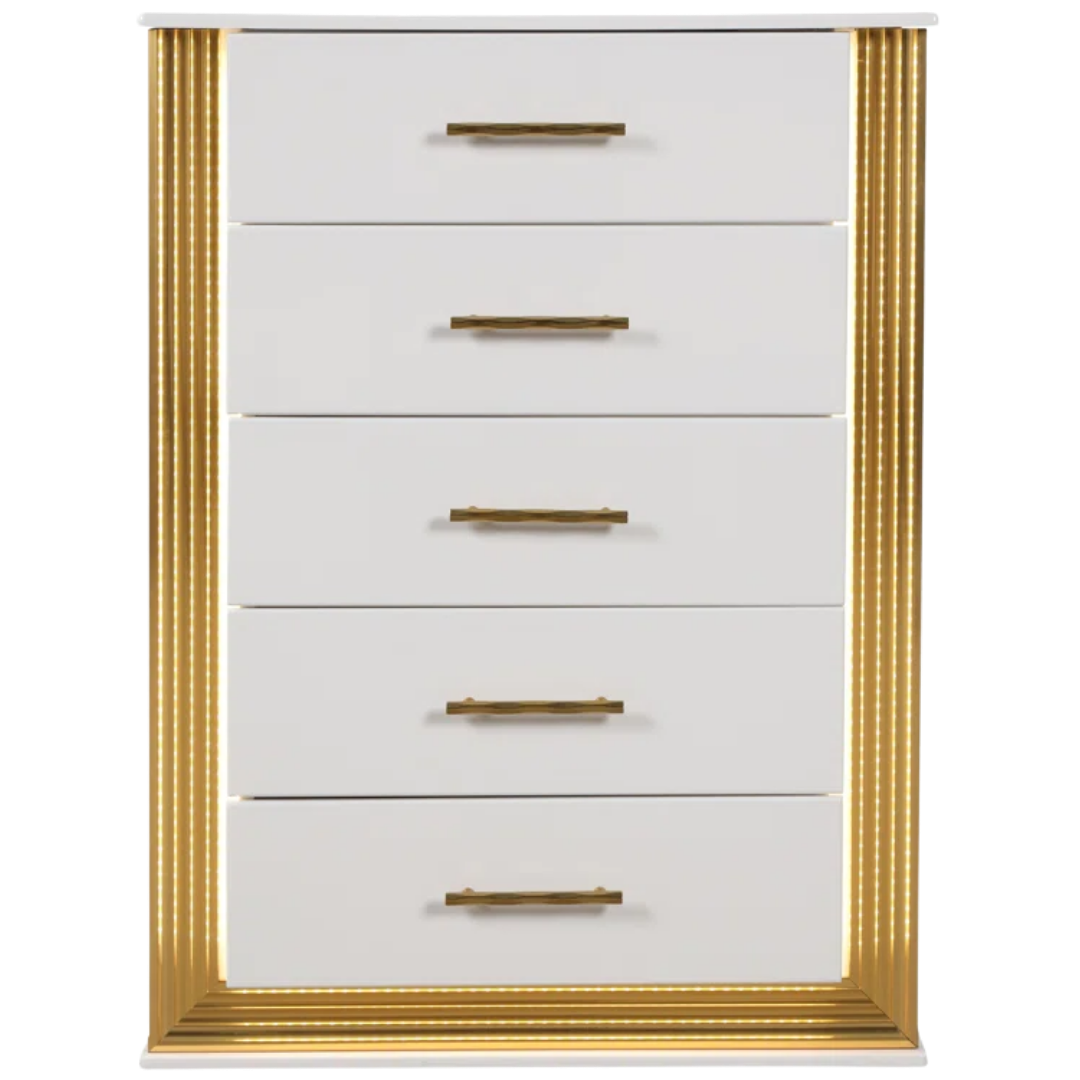 Rosaluxe – Bedroom Set – King – White/Rose Gold