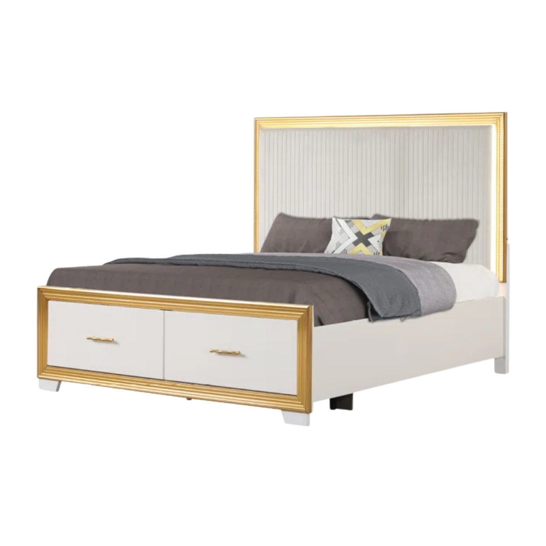 Rosaluxe – Bedroom Set – King – White/Rose Gold