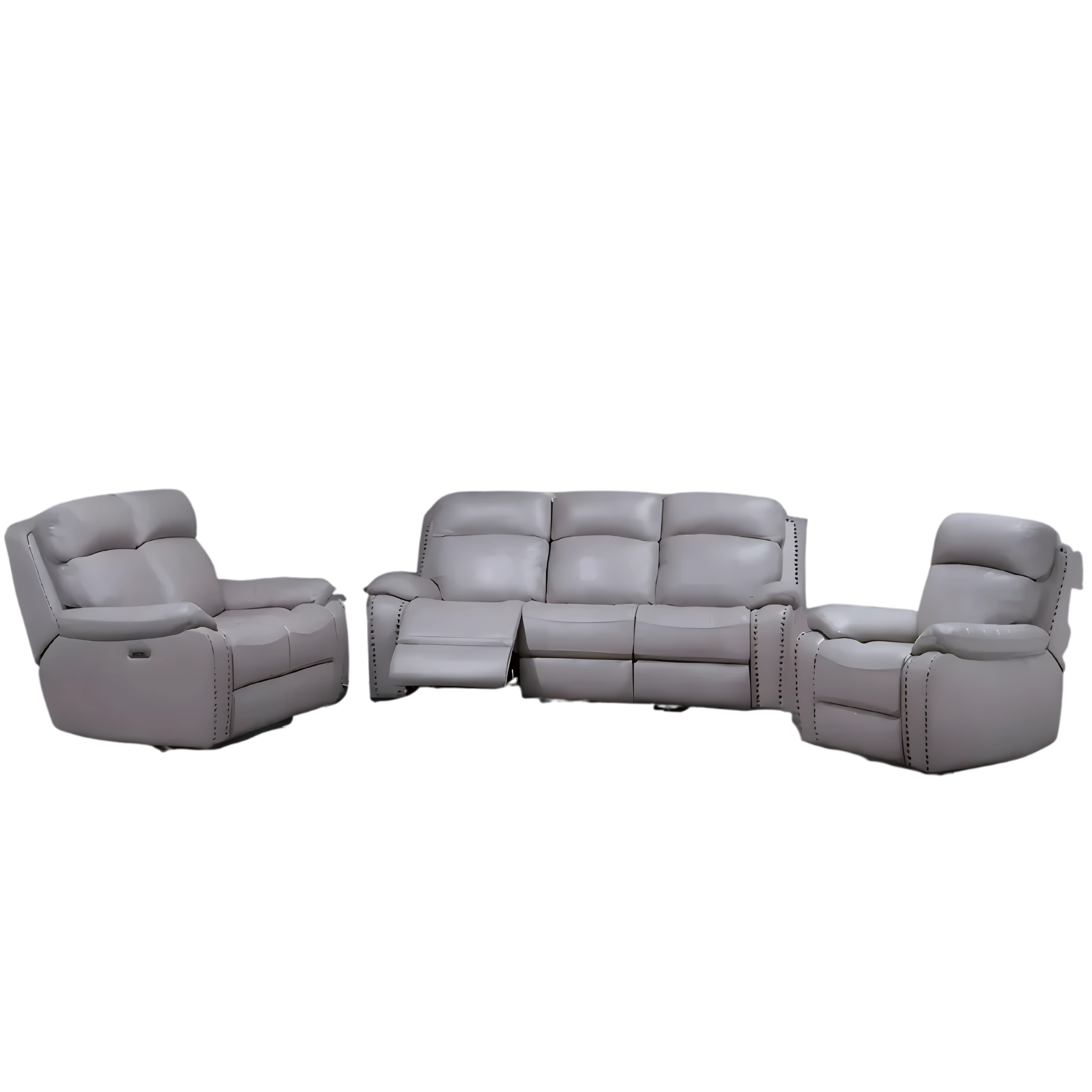 Rylmar – Leather-Gel Power Recliner Set – Stone