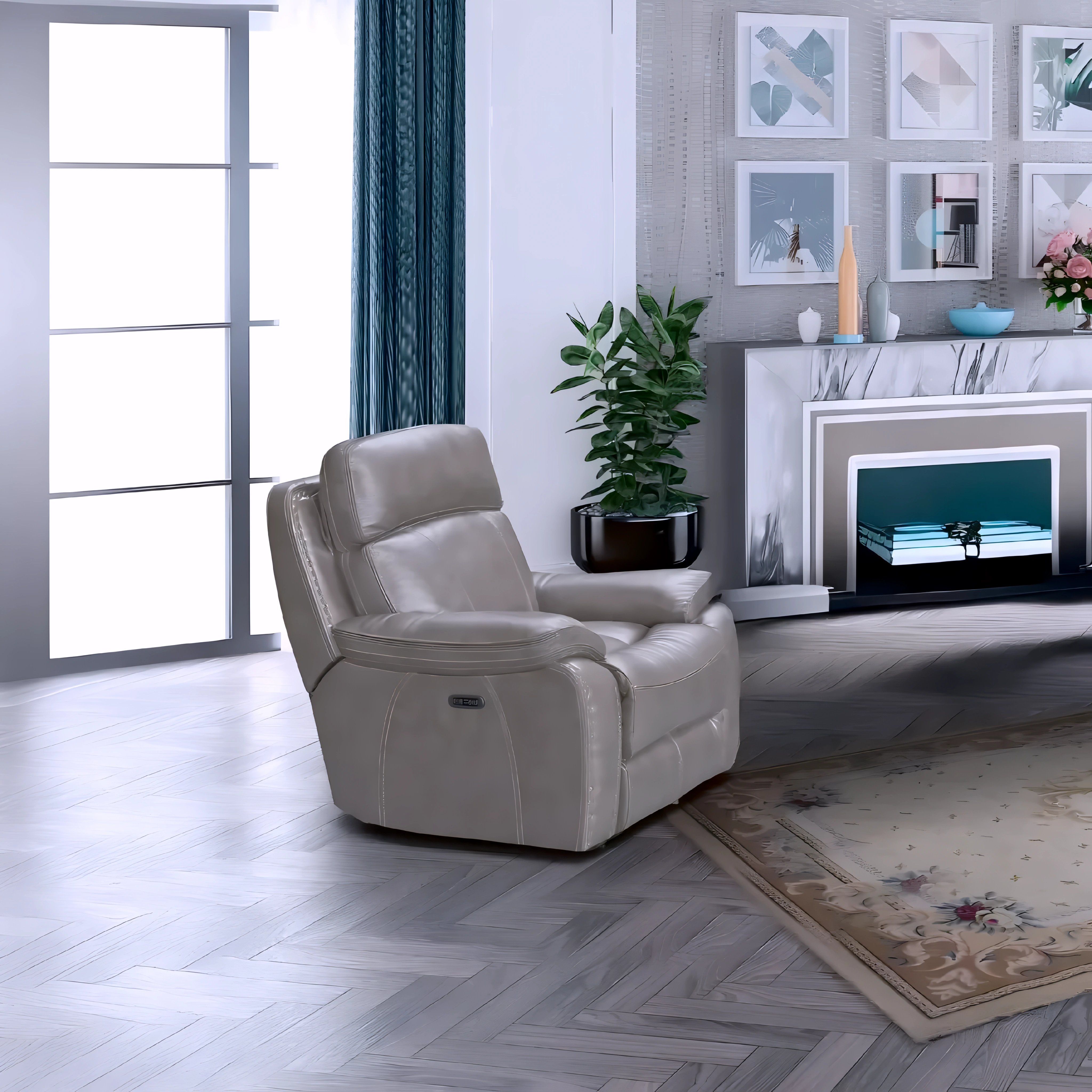 Rylmar – Leather-Gel Power Recliner Set – Stone