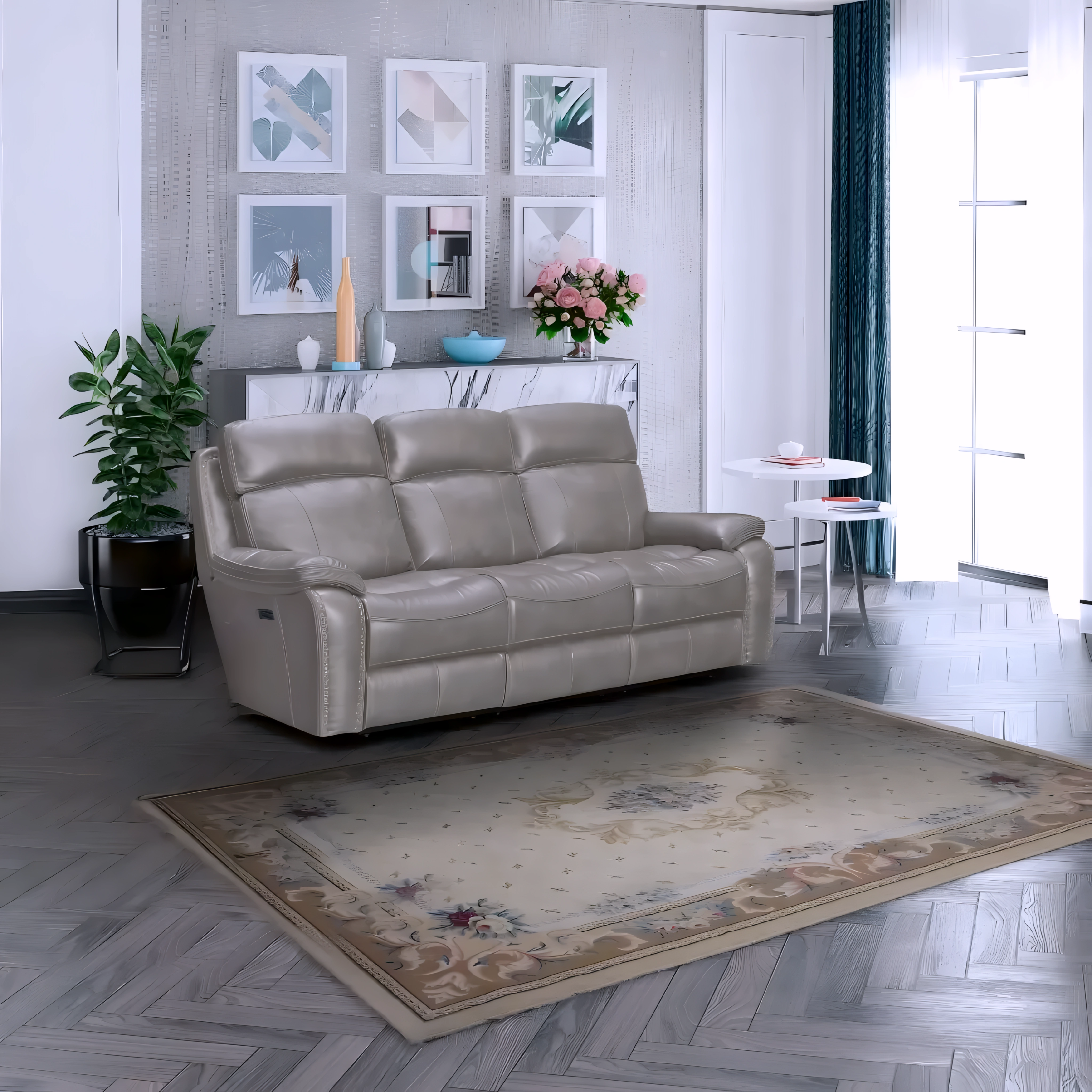 Rylmar – Leather-Gel Power Recliner Set – Stone