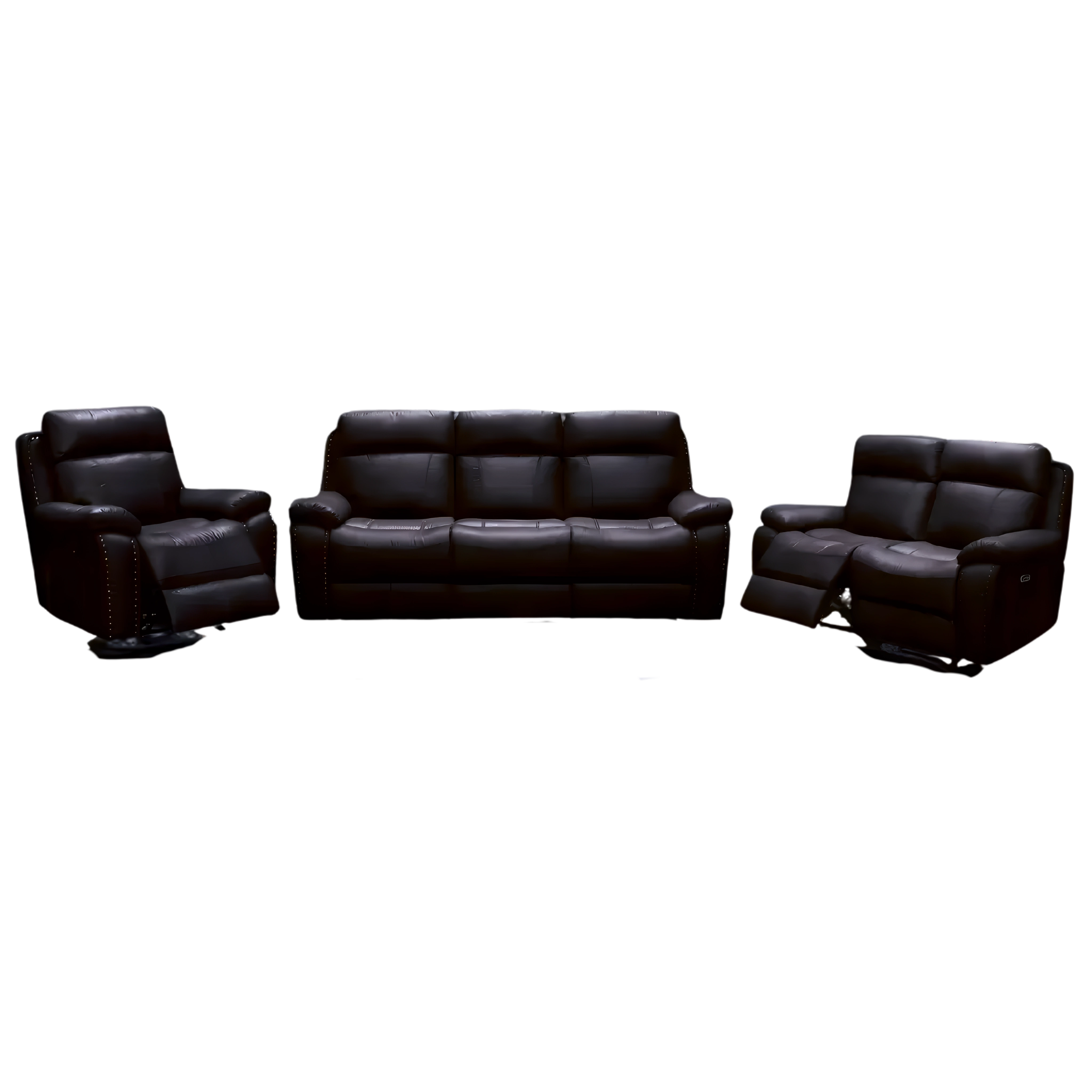 Rylmar – Leather-Gel Power Recliner Set – Chocolate