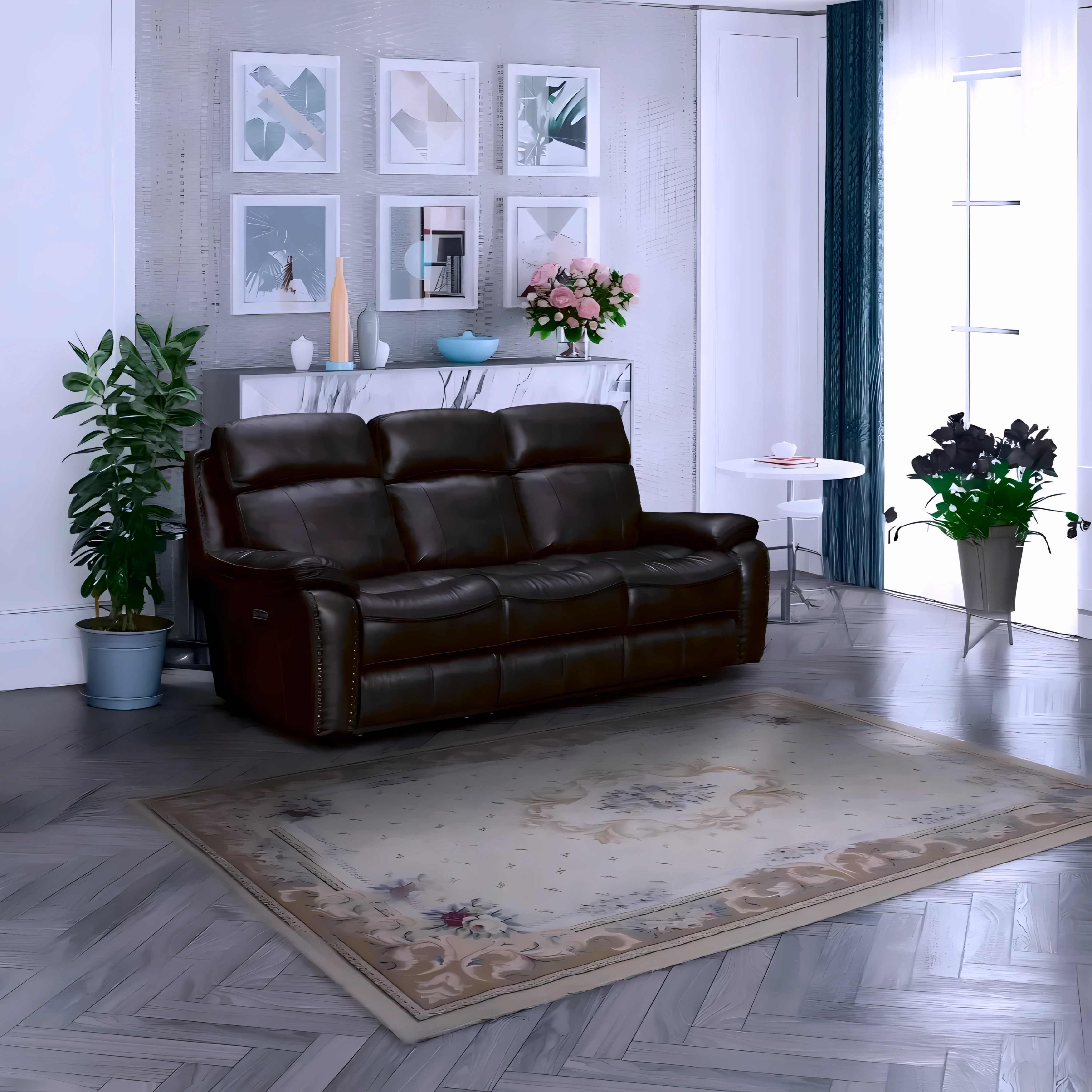 Rylmar – Leather-Gel Power Recliner Set – Chocolate