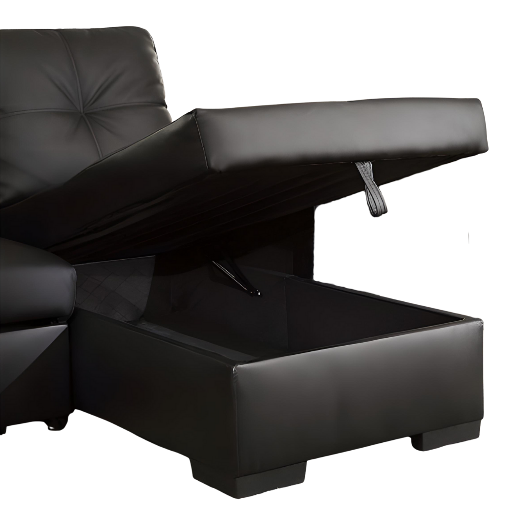 Ryzen – Sofa Bed Sectional – Black (Reversible)