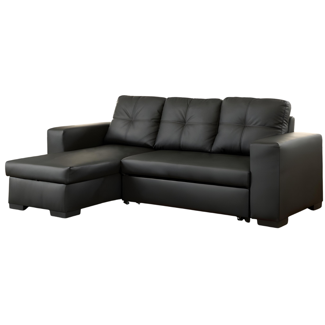 Ryzen – Sofa Bed Sectional – Black (Reversible)