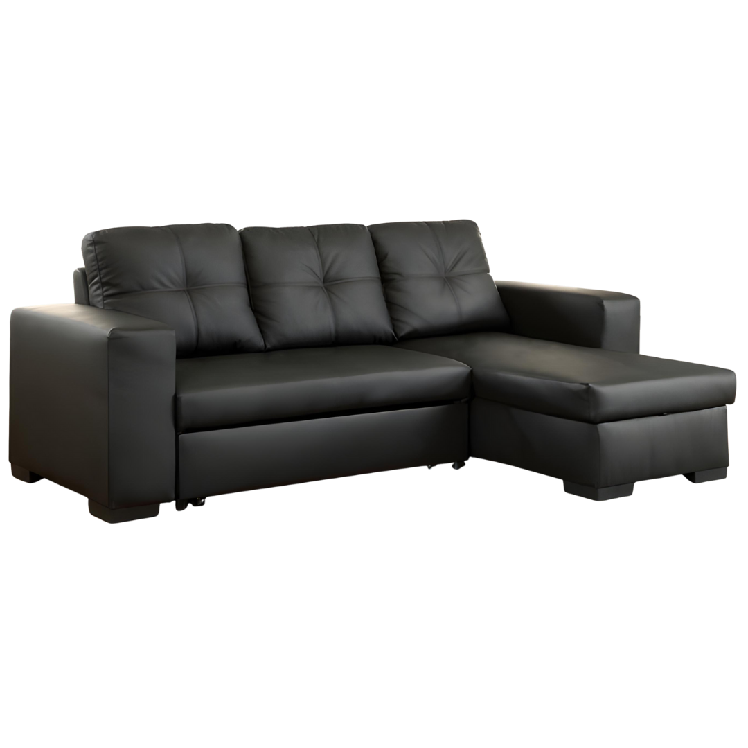Ryzen – Sofa Bed Sectional – Black (Reversible)