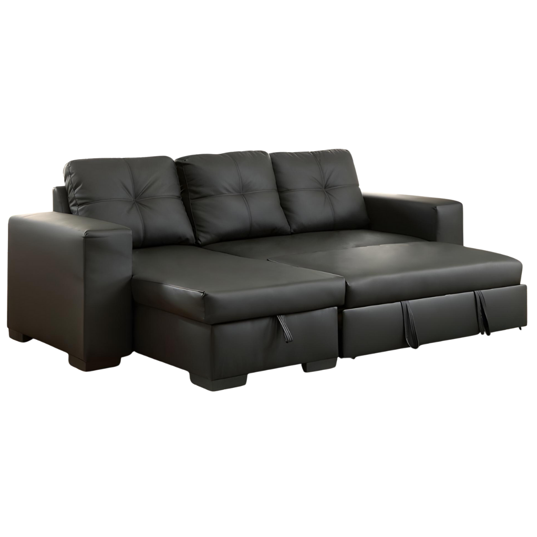 Ryzen – Sofa Bed Sectional – Black (Reversible)