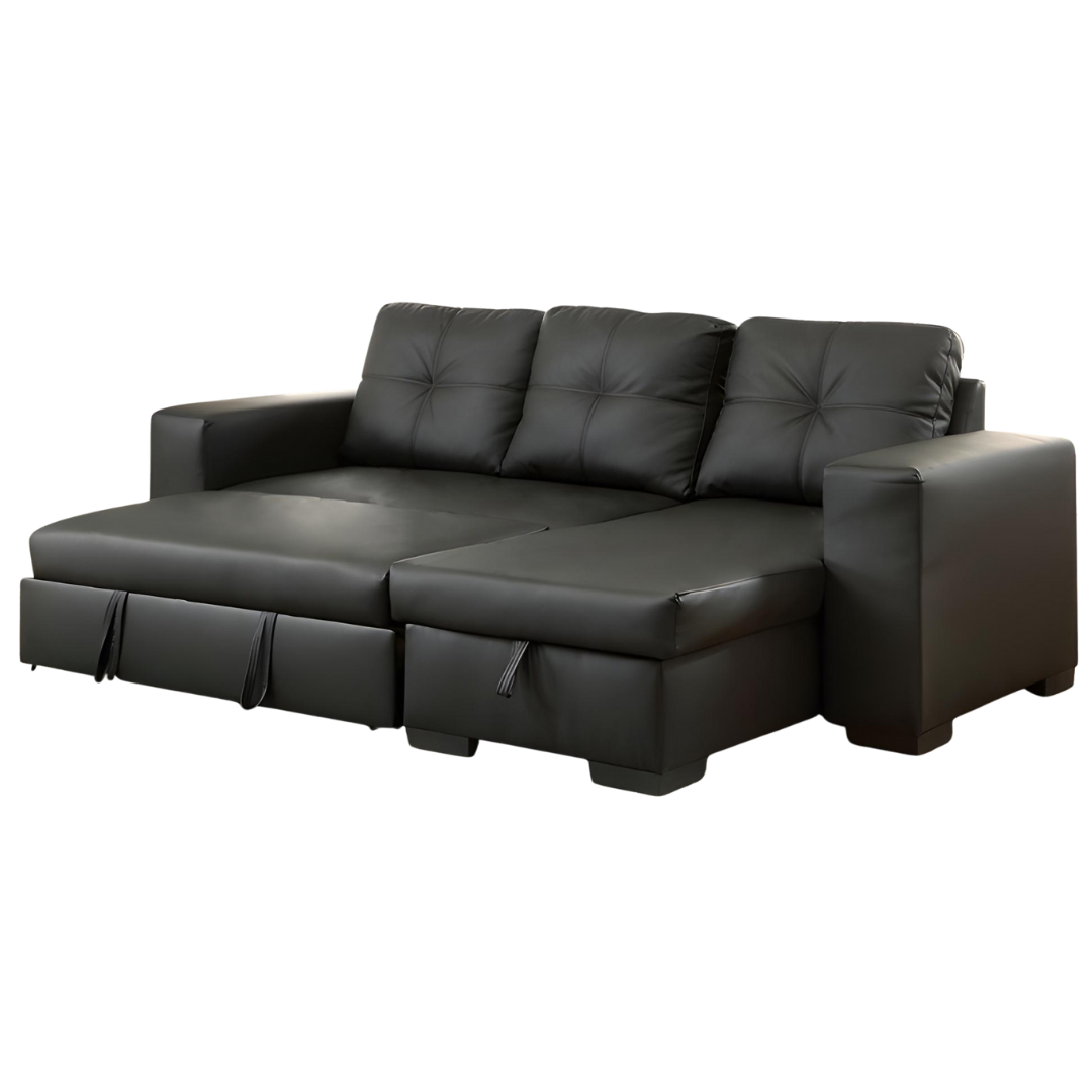 Ryzen – Sofa Bed Sectional – Black (Reversible)