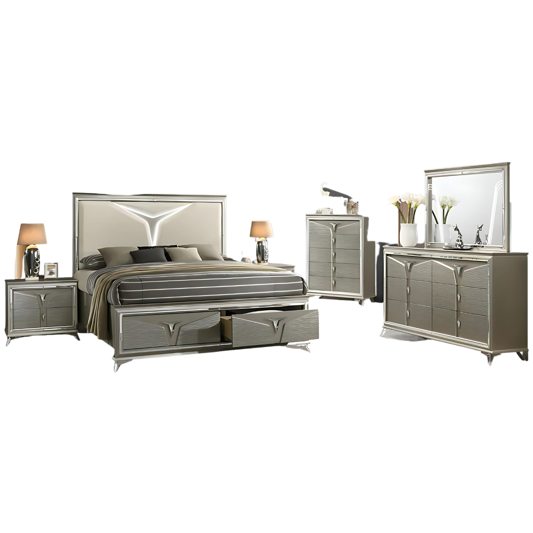 Queen Bedroom Set – Samantha Silver