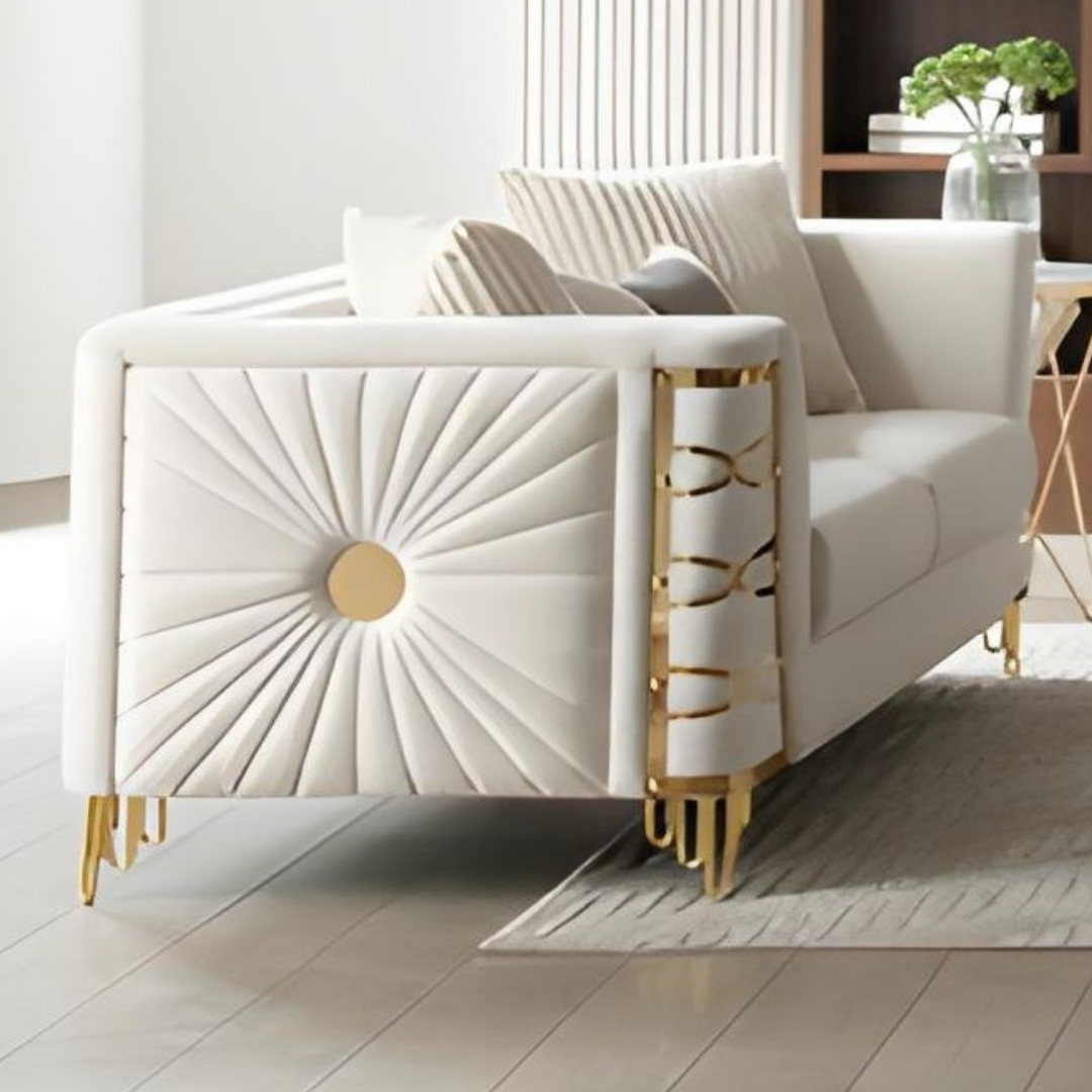 Saryk – Ensemble canapé en velours doux – Beige