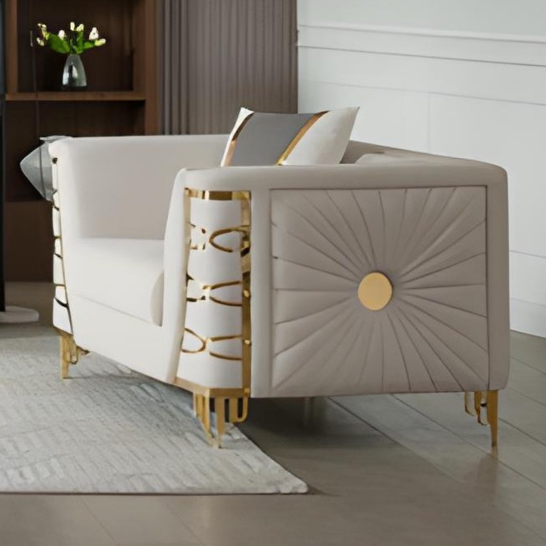 Saryk – Ensemble canapé en velours doux – Beige